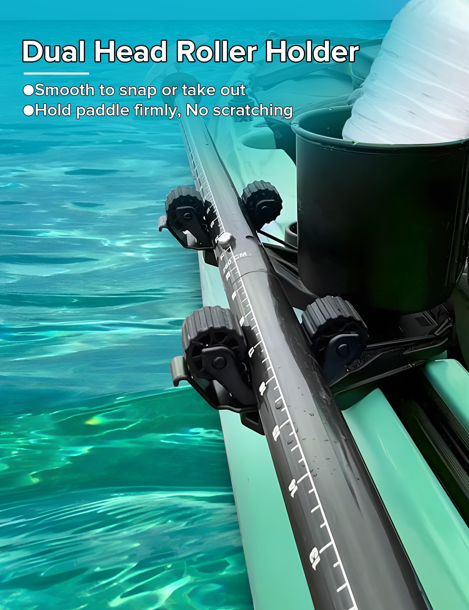 **Kayak Paddle Holder - Dual Head Kayak Track Mount Accessories for Fishing & Kayaking | Secure & Offset Paddle Storage for Kayak Rails | Perfect for Anglers & Outdoor Enthusiasts**