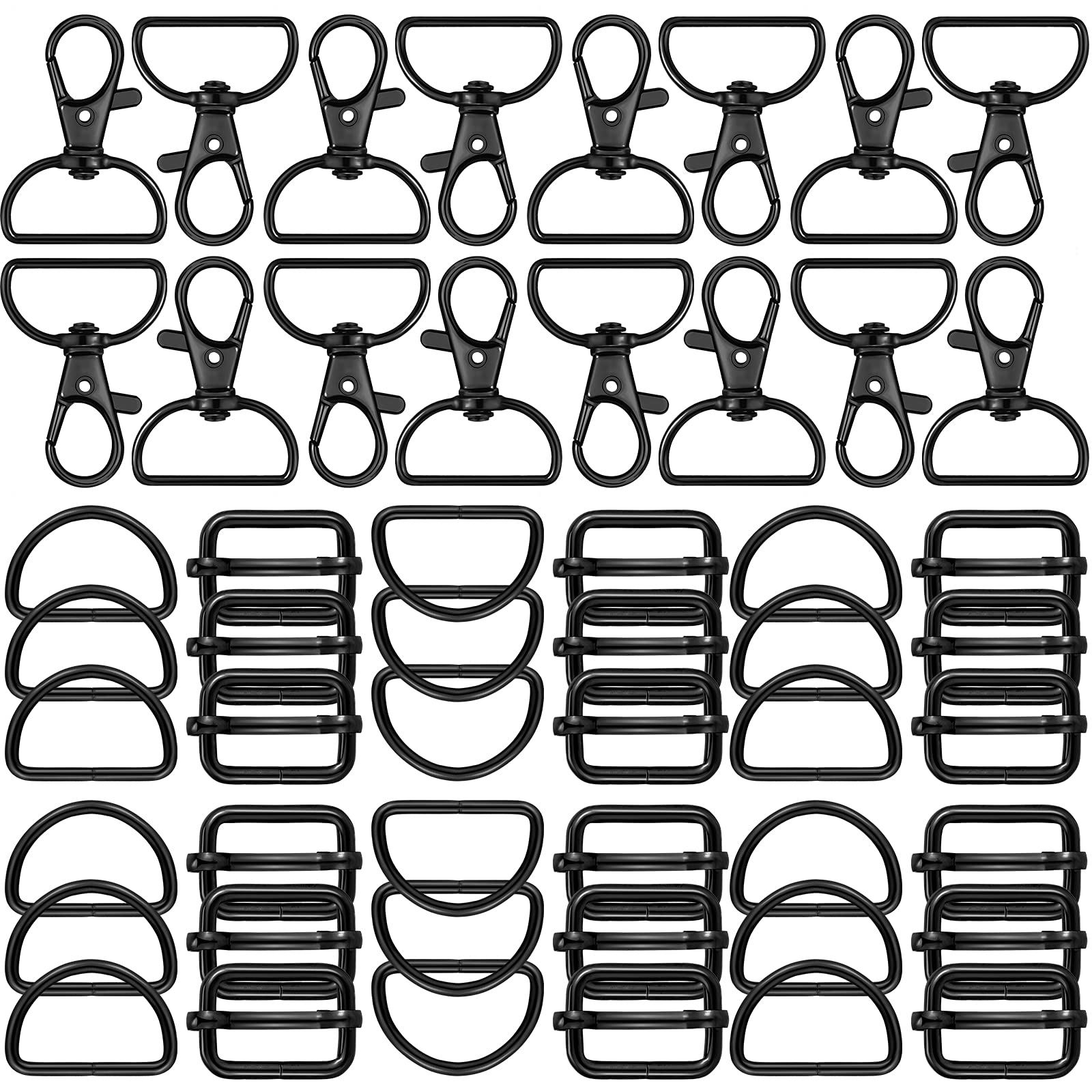 56 Pieces Black 30mm D Rings for Purse & Bag Making - Heavy Duty Buckles for DIY Craft, Handbag, Backpack, Tote & Leather Accessories Hardware