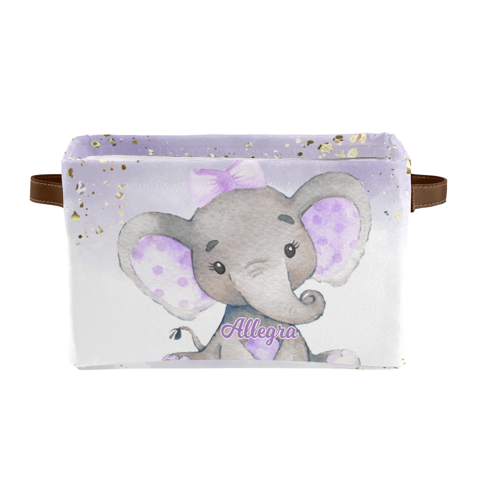 Purple Cute Elephant Storage Bins - 4 Pack Durable Fabric Cube Organizers with Handles for Nursery, Wardrobe & Toy Organization | Perfect for Kids' Room Decor & Closet Storage Solutions