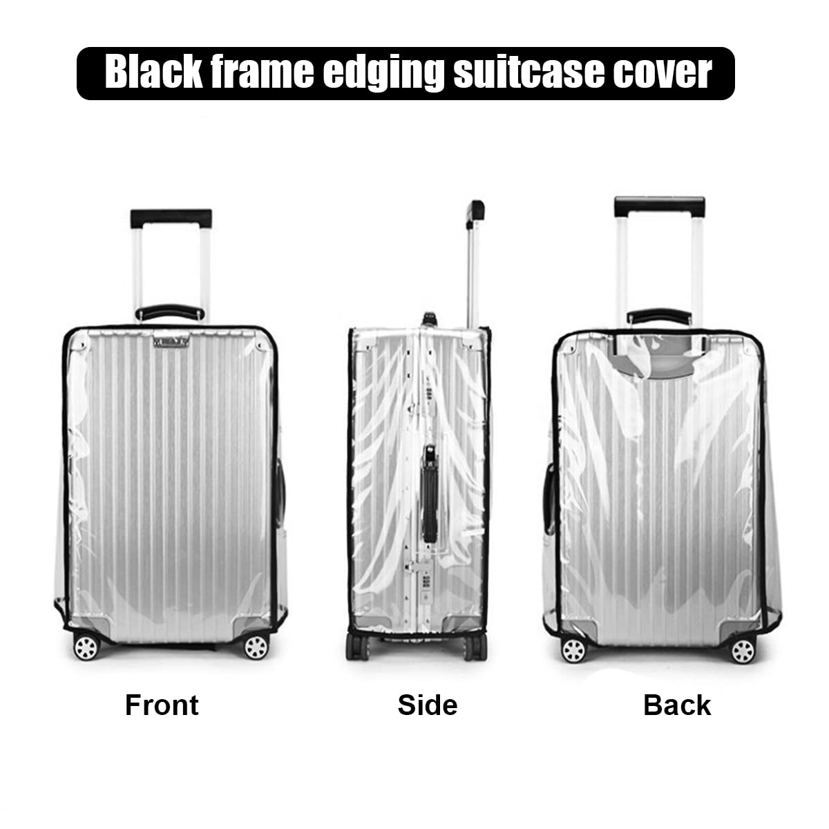 26 Inch Thick Clear PVC Waterproof Luggage Cover Protector for Wheeled Suitcases - Travel Essential for Airplane & Train Trips