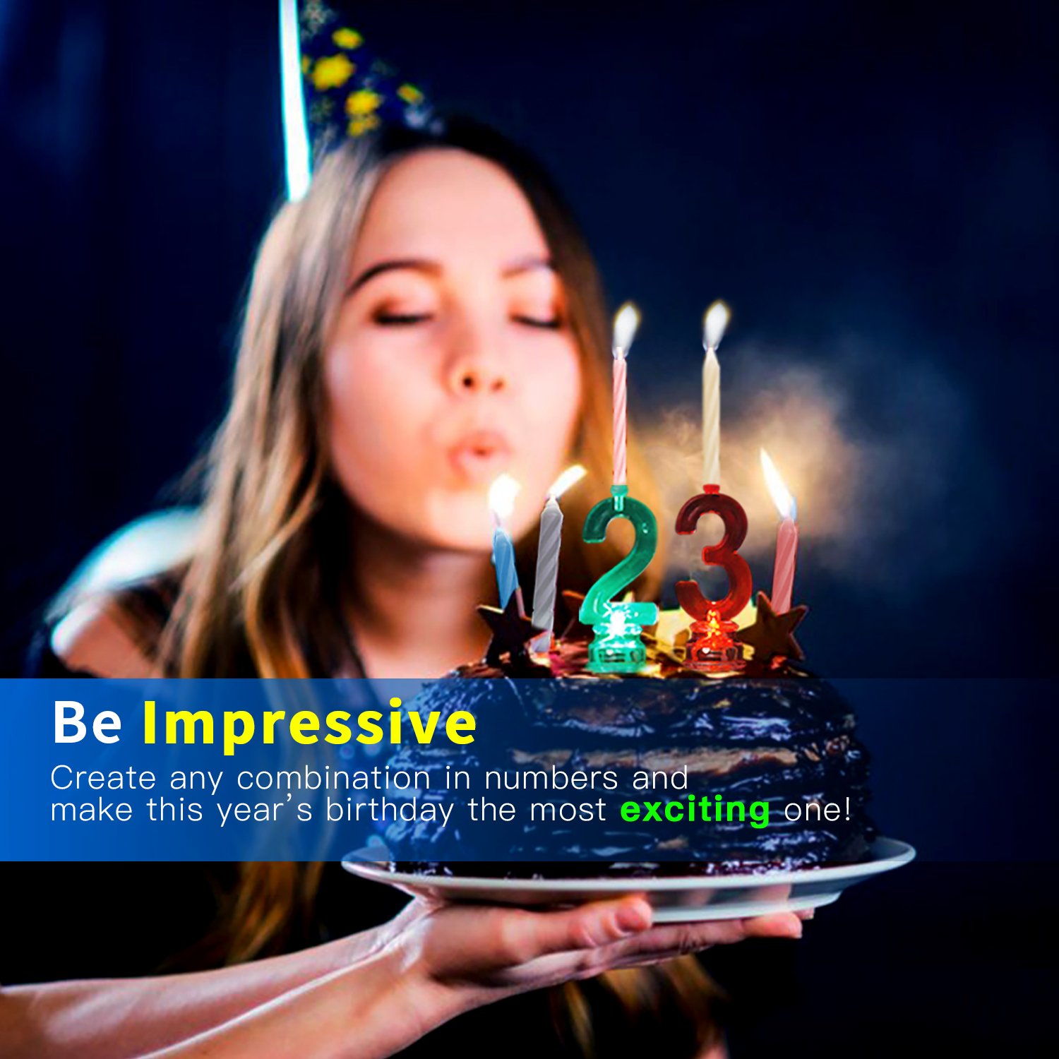 Flashing Multicolor LED Birthday Number Candle Set - 0 to 9 Cake Topper with 4 Wax Candles | Perfect for Birthday Parties, Anniversaries & Celebrations