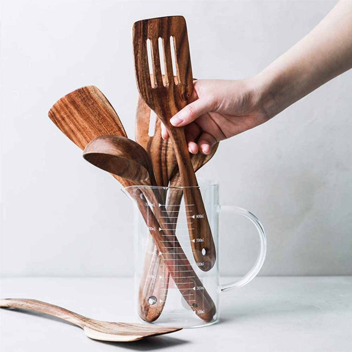 Premium Wooden Spoon Set for Cooking & Serving - Natural Wood Kitchen Utensils - Ideal for Stirring, Mixing & Serving Soups, Pasta & Salads