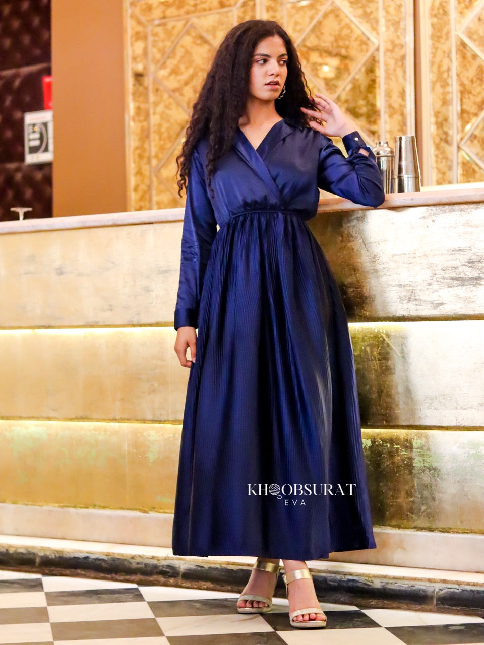 Elegant Navy Blue Cocktail Dress for Women - Perfect for Evening Parties, Weddings & Special Occasions