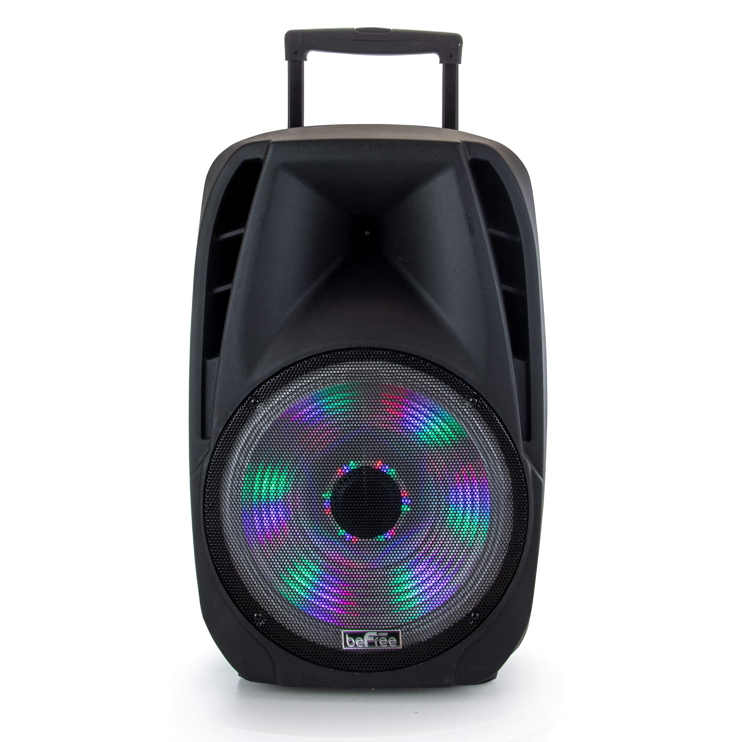 beFree Sound 15 Inch Portable Bluetooth Speaker with LED Light Show - Wireless Outdoor Party Speaker for Beach, Pool, Camping & Home Use - Black