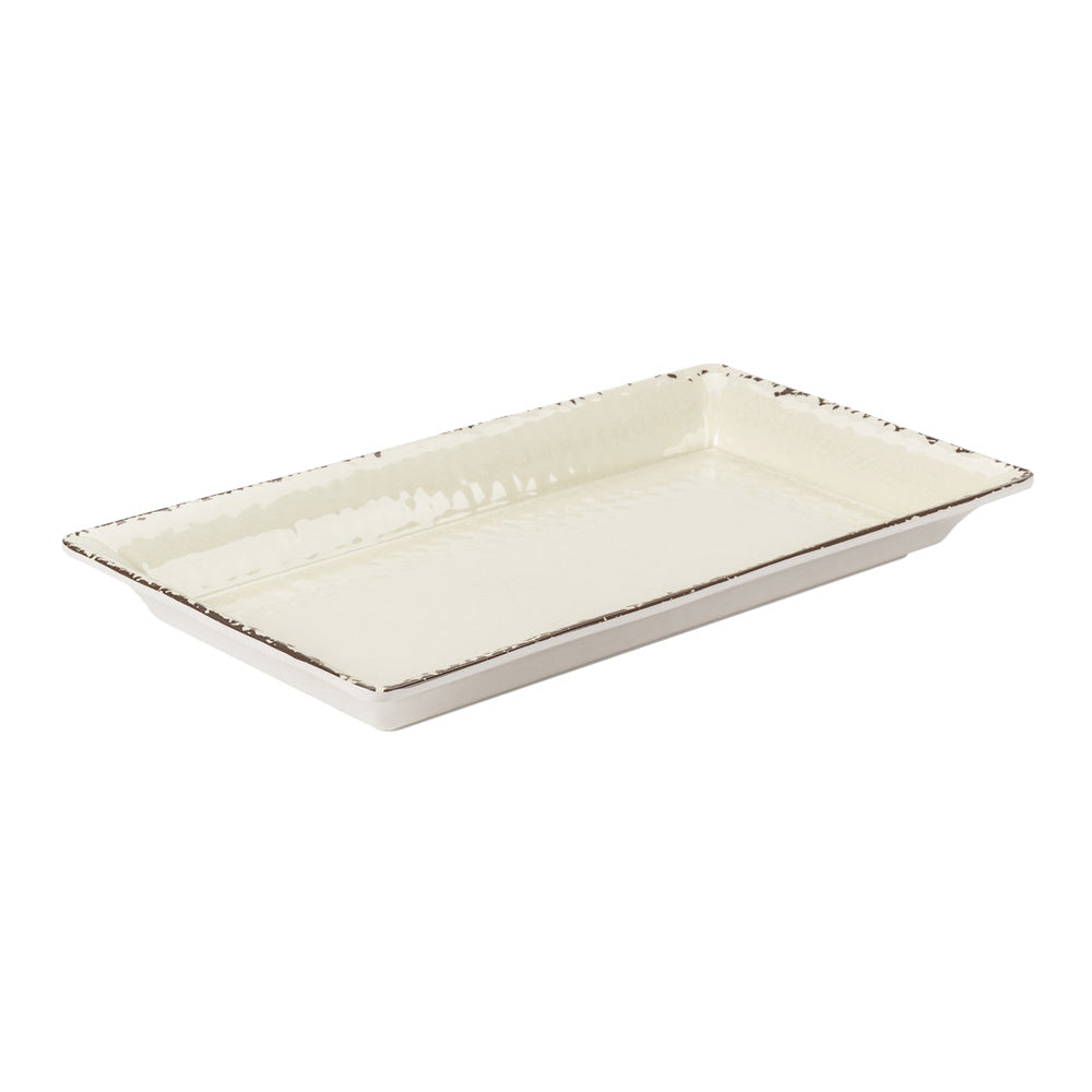 Antique White Small Rectangular Melamine Platter 14.25 x 7.5 Inches - Durable American Metalcraft AWMEL19 Serving Tray for Parties, Buffets & Home Decor