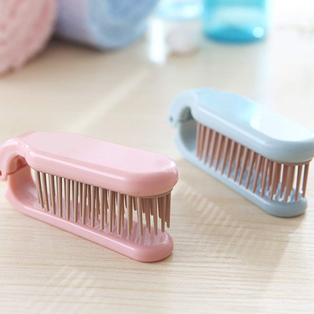 2Pcs Portable Folding Hair Brush & Comb Set - Mini Anti-Static Anti-Knot Massage Brush for Women & Girls - Compact Travel Size Fits in Handbag (Dark) - Perfect for Travel, Gym, Office & On-the-Go Styling