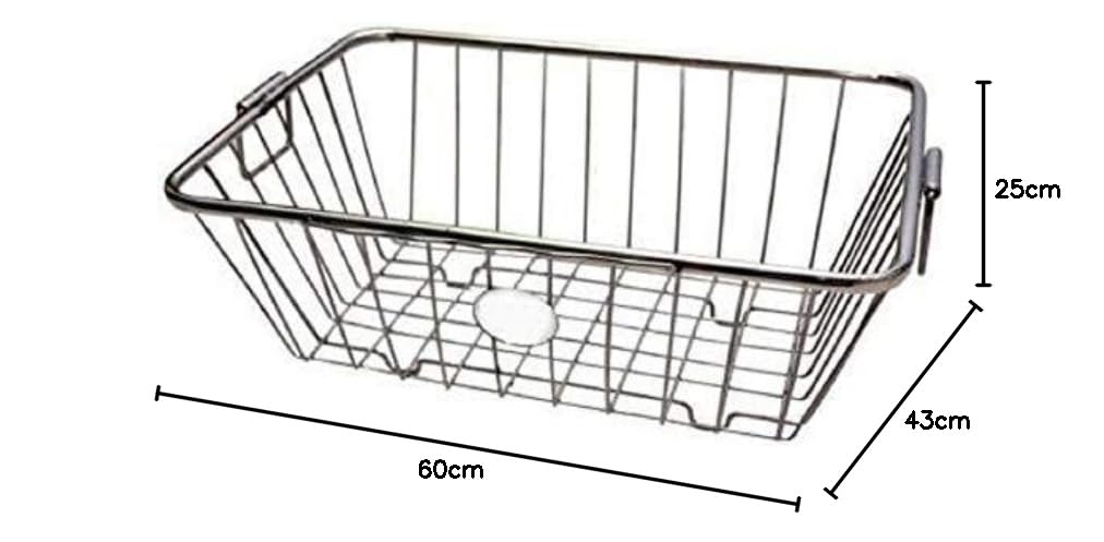Premium Stainless Steel Dish Drainer & Kitchen Storage Rack - Large Rectangle Utensil Organizer (60x43x25cm) for Plates, Bowls & Cookware | Space-Saving Countertop Solution for Modern Kitchens