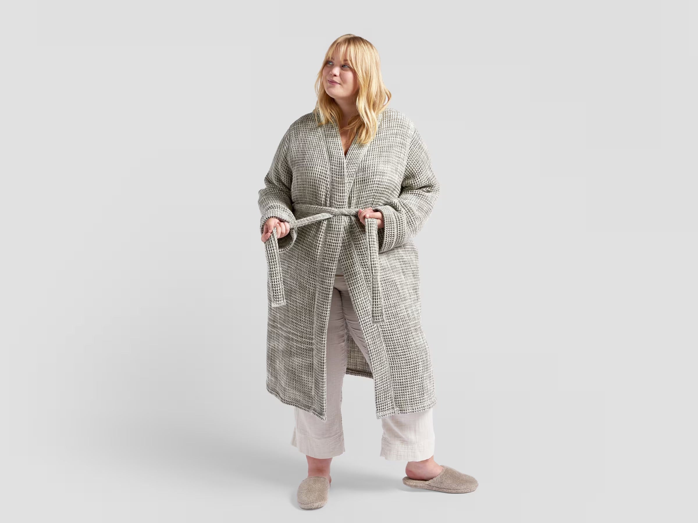 Cozy Moss Green Waffle Weave Robe for Women - Soft & Breathable Bathrobe for Spa, Lounge & Relaxation at Home