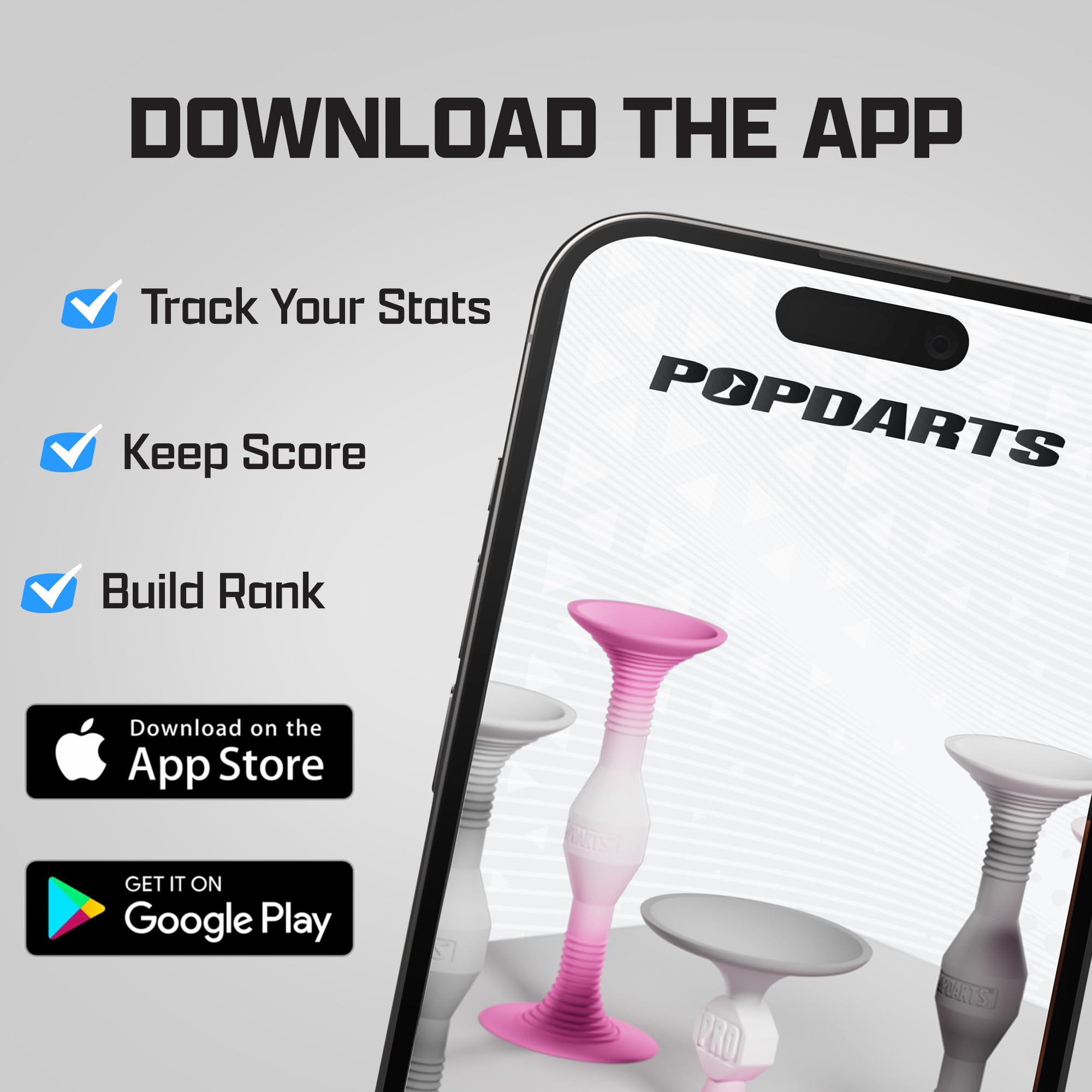 POPDARTS PRO Pack Game Set (Pink & Gray) - Indoor & Outdoor Suction Cup Throwing Game - Competitive Fun for Parties, Family Gatherings, and Backyard Play