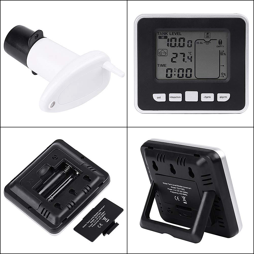 Liukouu Ultrasonic Water Level Sensor with Touch Control - Black | High Precision Liquid Level Detection for Tanks, Pools, and Industrial Applications