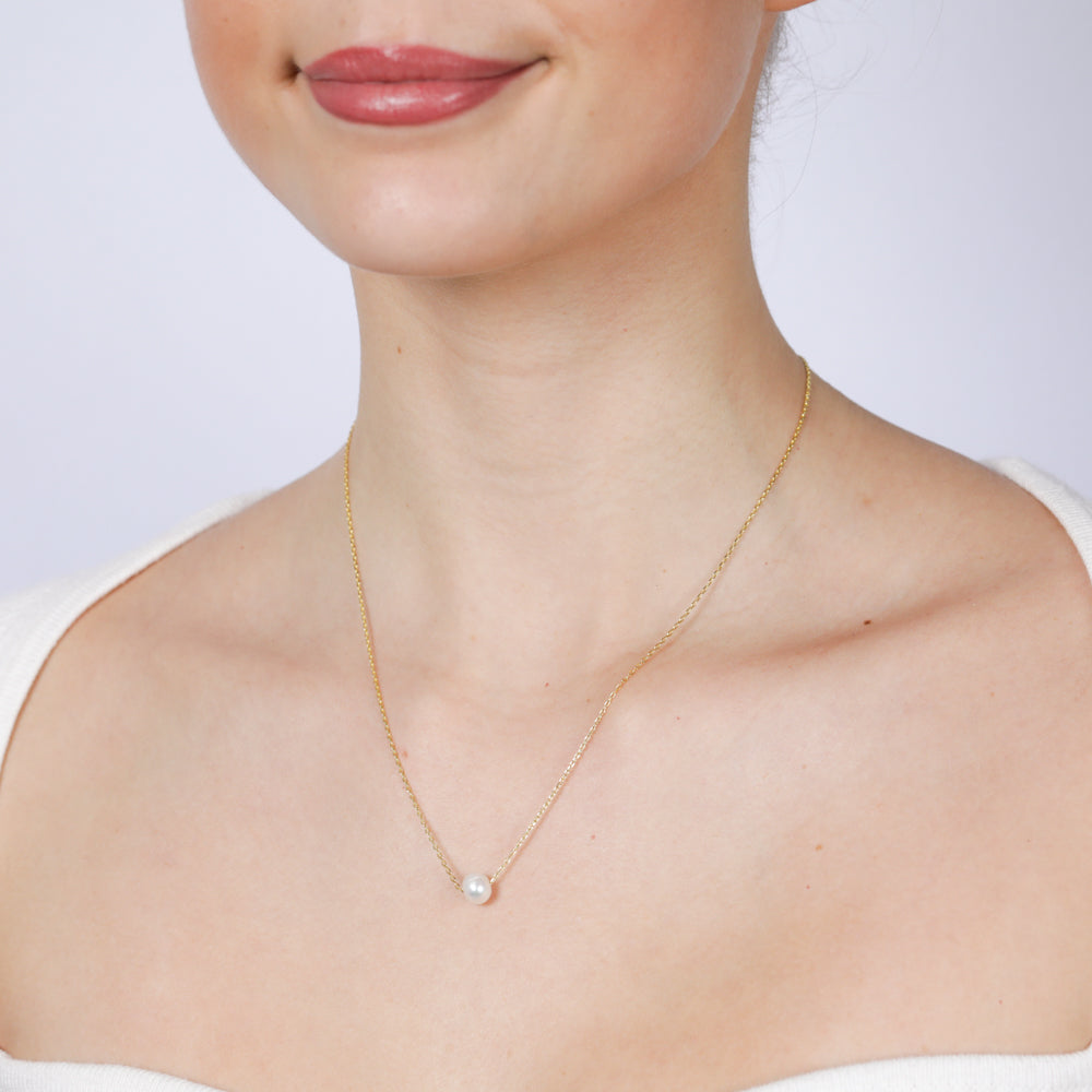 7-8MM Freshwater Pearl Slide Necklace in Gold Plated Sterling Silver - Elegant Jewelry for Women, Perfect for Weddings, Parties & Daily Wear