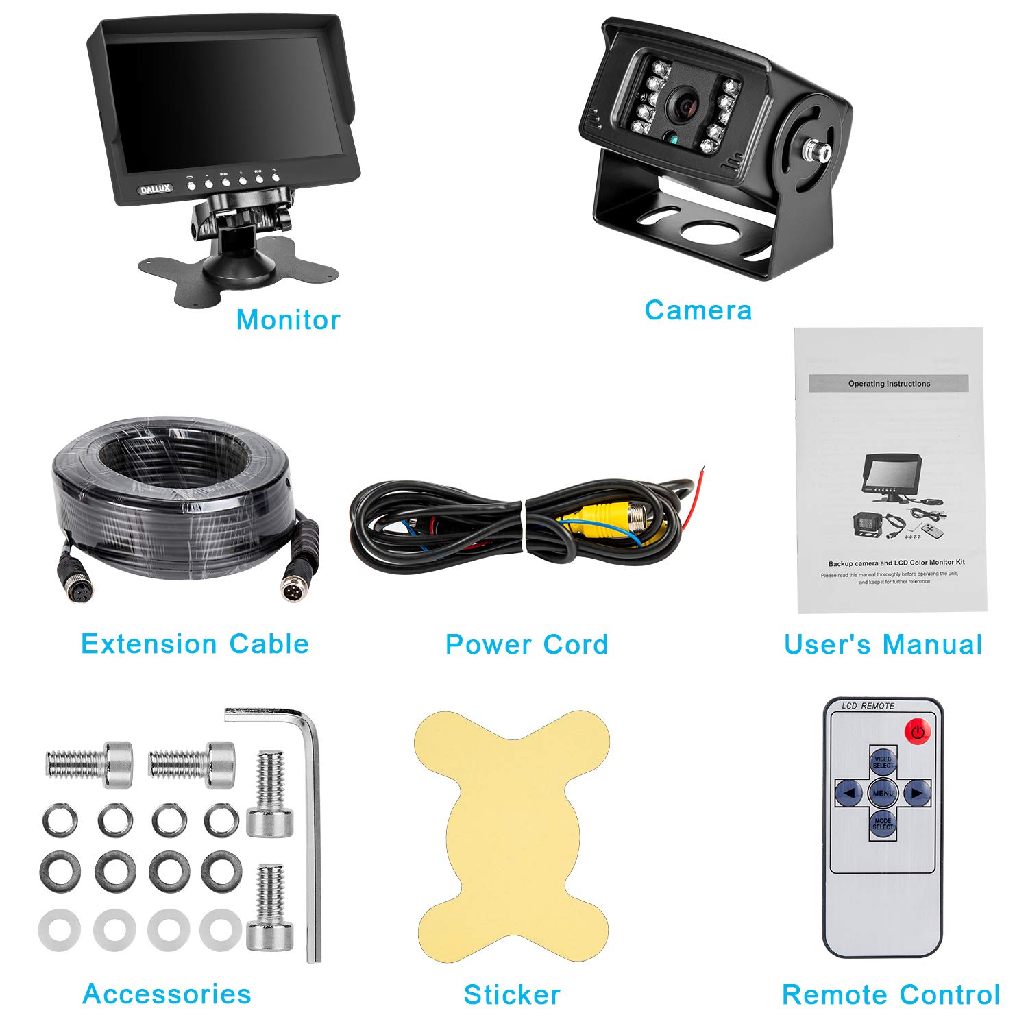 Waterproof Night Vision Backup Camera Kit with 7