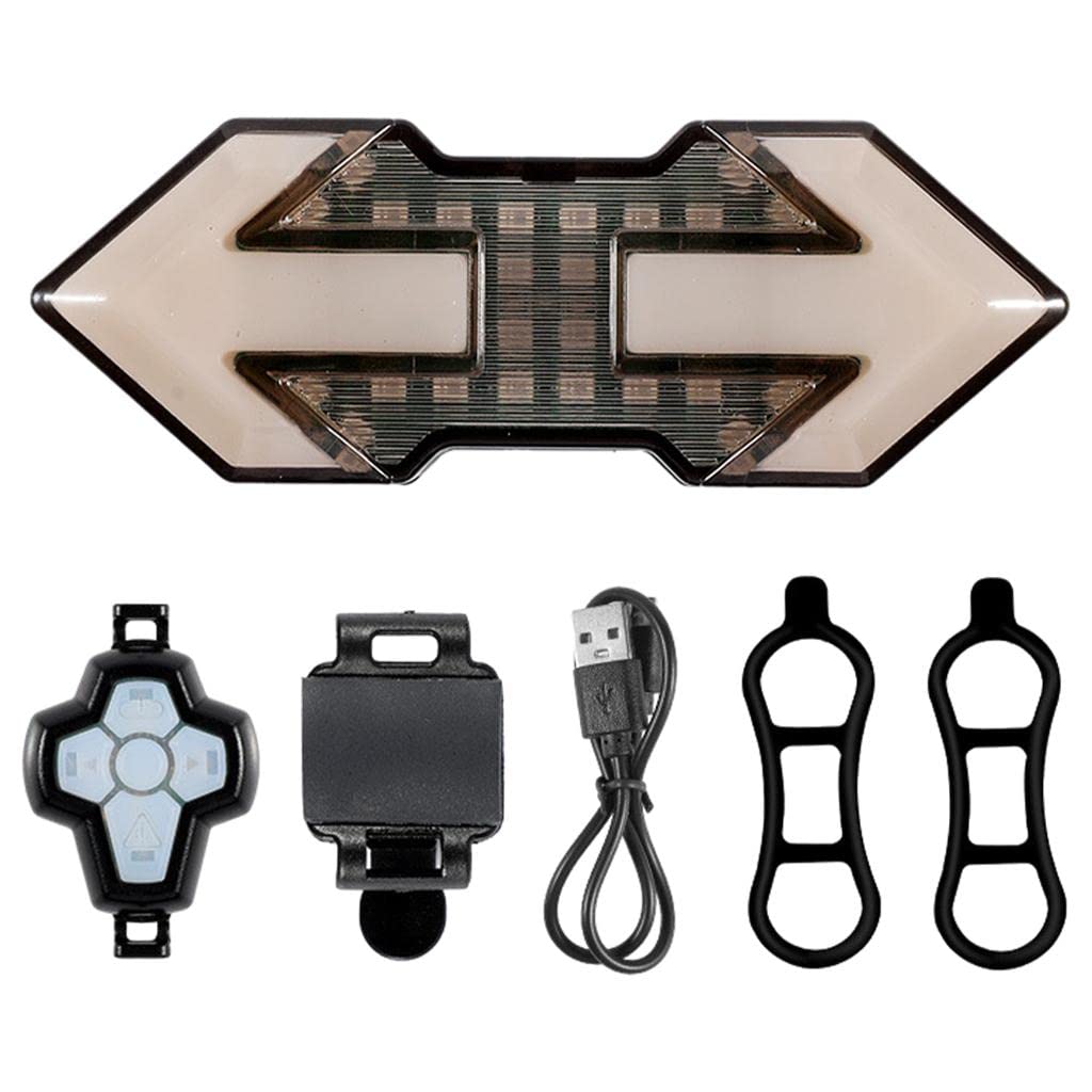USB Rechargeable Waterproof LED Bike Tail Light with Wireless Remote - 5 Light Modes, Turn Signal & Warning Light for Night Cycling Safety | Perfect for Road Bikes, Mountain Bikes & Commuting