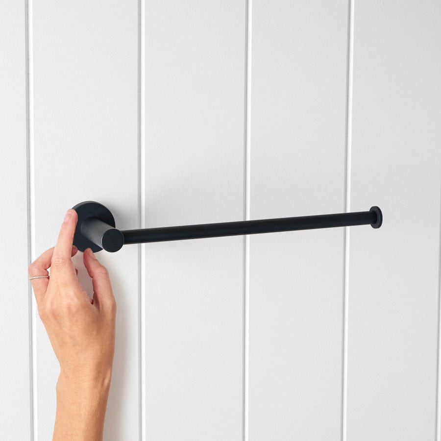 Premium Matte Black Hand Towel Holder for Bathroom & Kitchen - Sydney Style Wall-Mounted Towel Rack - Perfect for Modern Home Decor