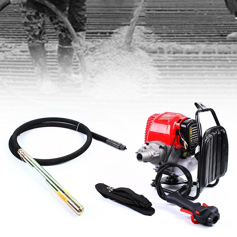 42.7cc Gas-Powered Backpack Concrete Vibrator - 4.8HP 4-Stroke OHV Air-Cooled Engine for Construction, Leveling & Air Bubble Removal - Ideal for Concrete Pouring, Foundation Work & DIY Projects