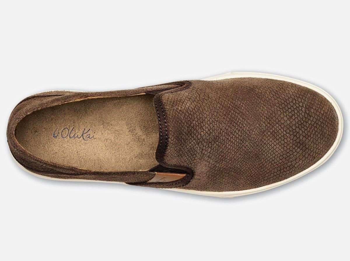 Olukai Pehuea Leather Slip-On Shoes for Men - Comfortable & Stylish Casual Loafers - Perfect for Beach, Travel, and Everyday Wear
