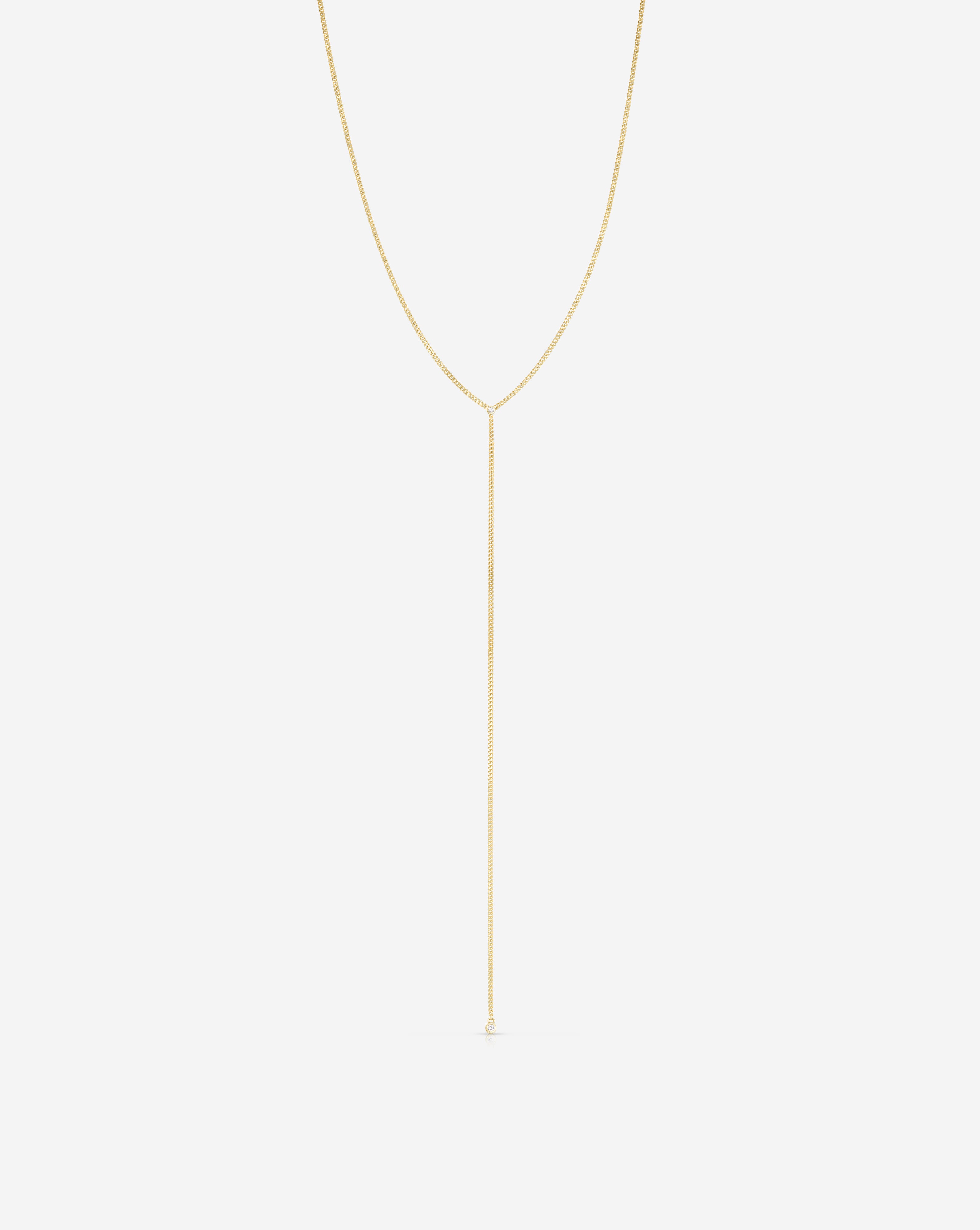 Diamond Cut Curb Chain Lariat Necklace - 18K Gold Plated Women's Layering Jewelry for Everyday Wear & Special Occasions