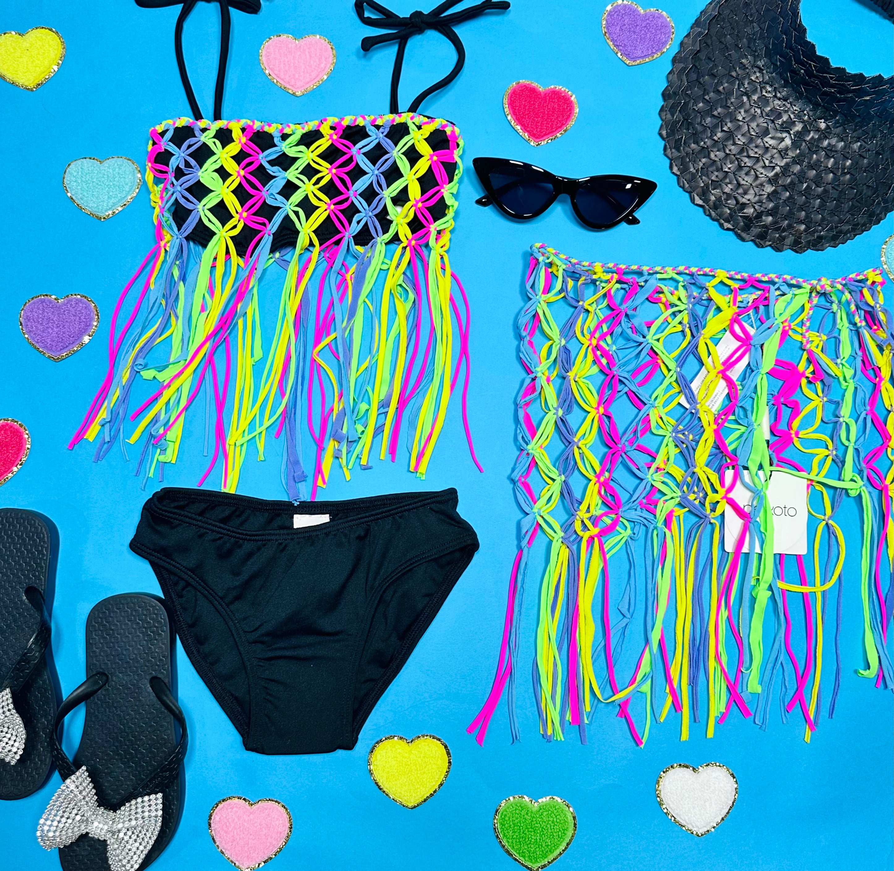 PIPPA FRINGE TWO PIECE BIKINI SET - Women's Sexy Swimwear High Waisted Bikini with Tassels - Perfect for Beach Vacation, Pool Party & Summer Getaways