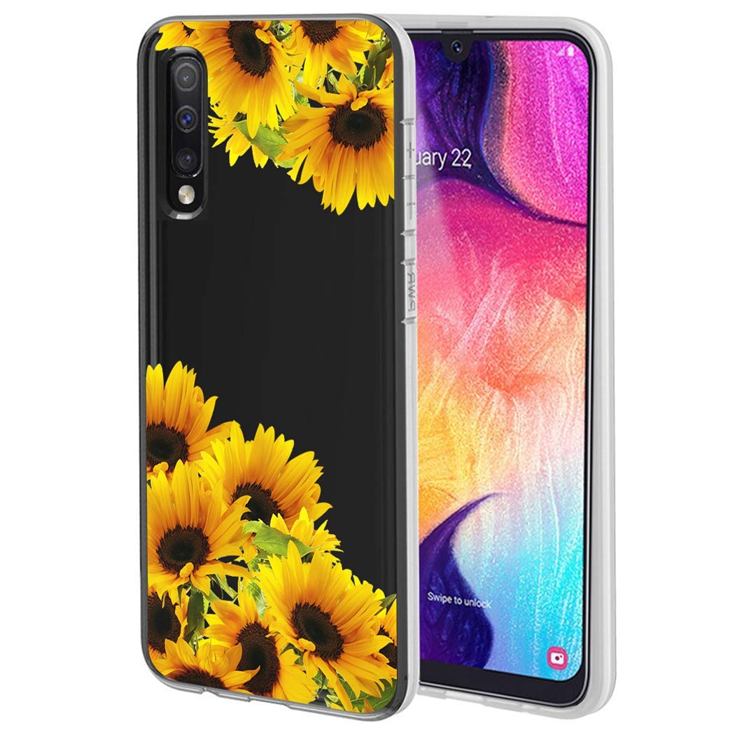 **Samsung Galaxy A50 / A30S / A50S Case for Women - Cute Clear Slim Shockproof TPU Rubber Phone Cover with Sunflower Design - Perfect for Everyday Use, Work & Travel**