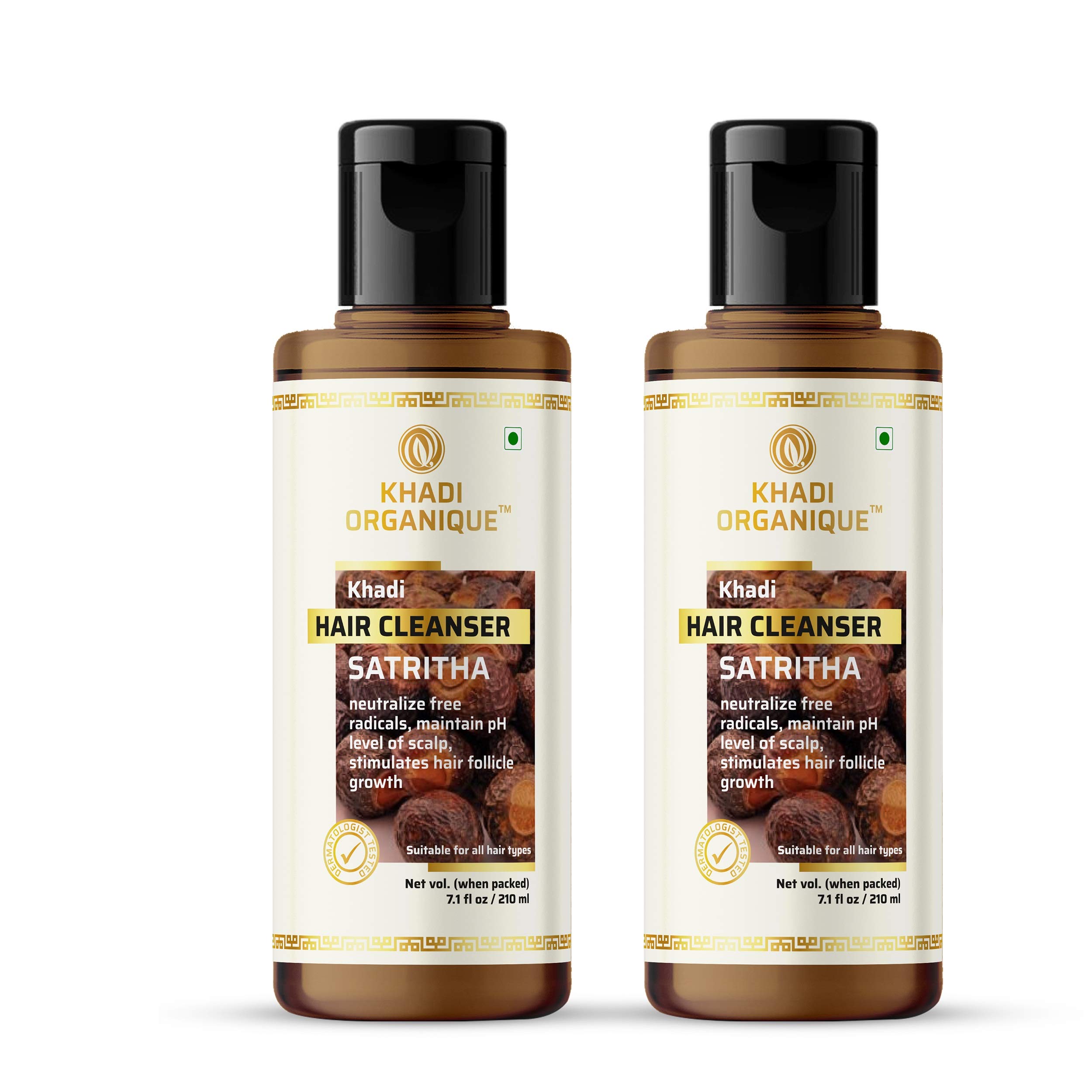 Khadi Organique Satritha Hair Shampoo & Cleanser - 2 Pack | Natural Ayurvedic Hair Care for Dry & Damaged Hair | Perfect for Daily Use & Hair Repair Treatments
