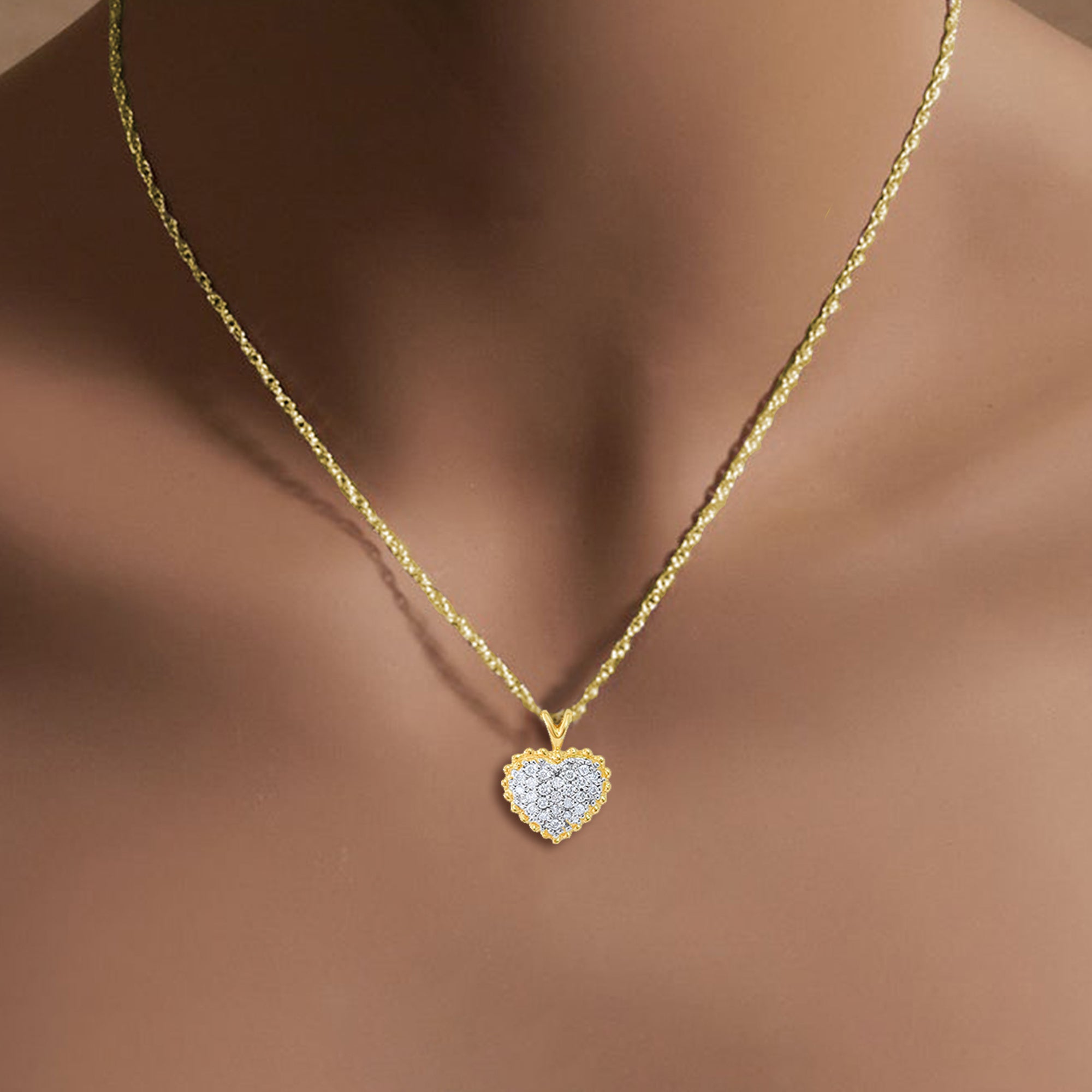 Elegant 14K Two-Tone Gold Small Diamond Pave Necklace - 0.50cttw Sparkling Diamond Jewelry for Women | Perfect for Weddings, Anniversaries & Special Occasions