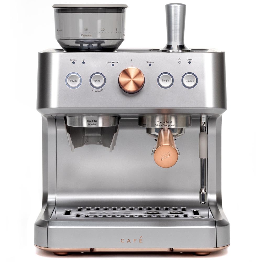 Café Bellissimo Semi Automatic Espresso Machine with Milk Frother - WiFi Connected Smart Coffee Maker, Built-In Bean Grinder, 15-Bar Pump & 95oz Water Tank - Stainless Steel | Perfect for Home Baristas & Coffee Lovers