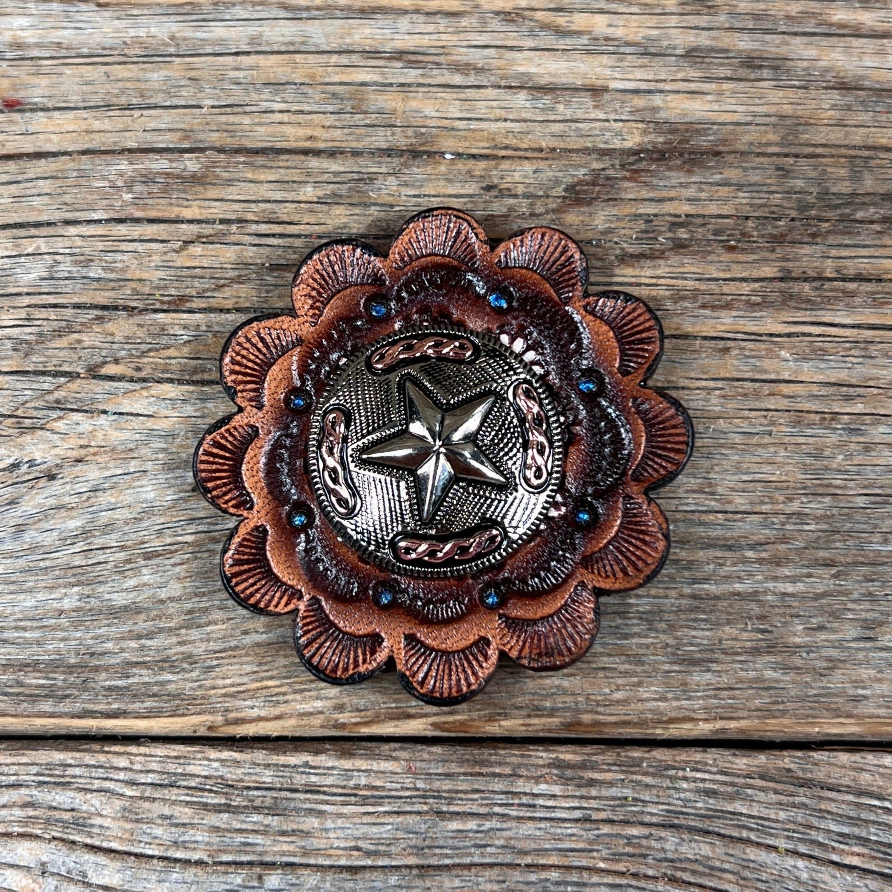 Antique Silver Texas Star Western Concho Belt Buckle W187 - Vintage Cowboy Style Accessory for Western Fashion & Rodeo Events