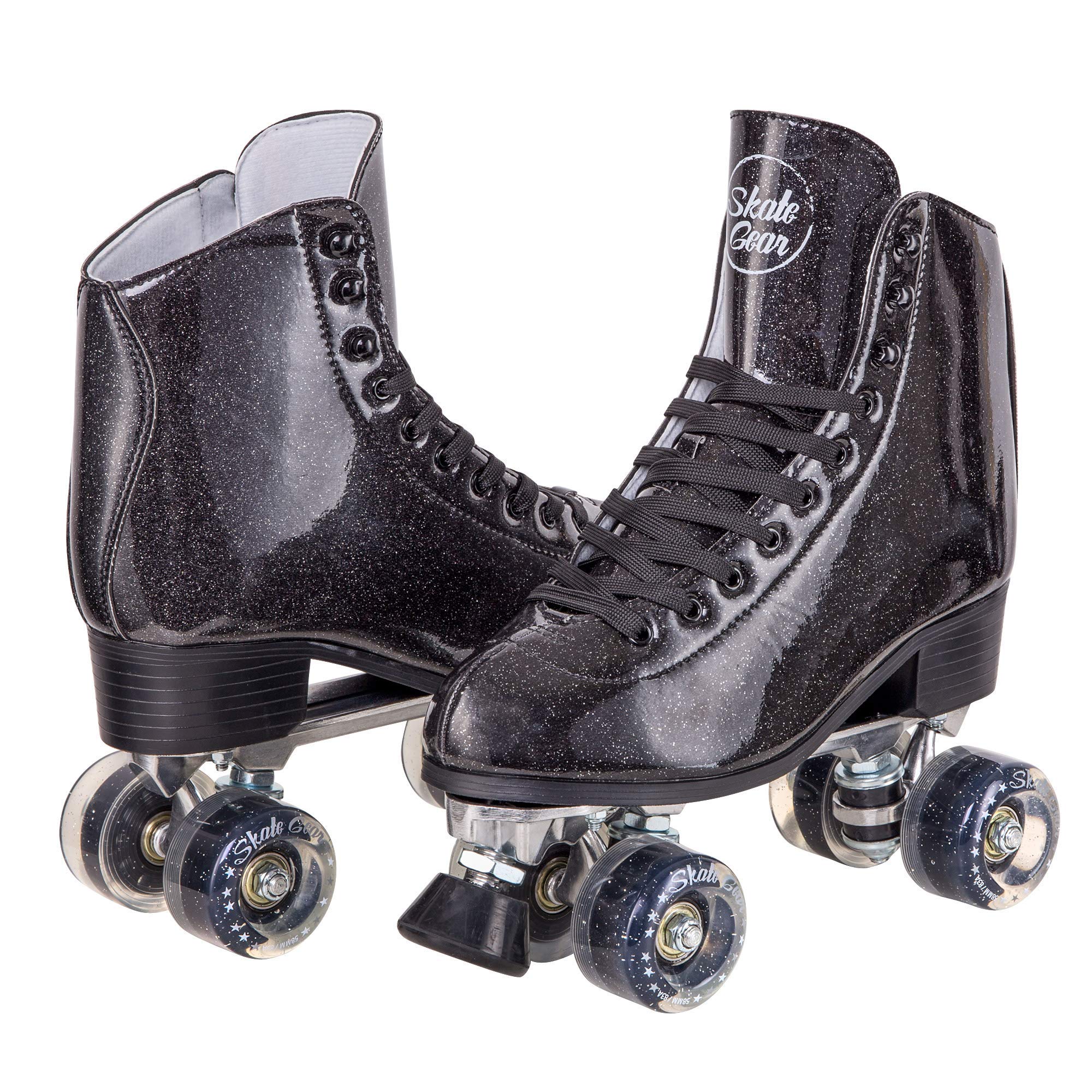 C SEVEN Sparkly Roller Skates - Faux Leather for Outdoor Skating & Park Fun