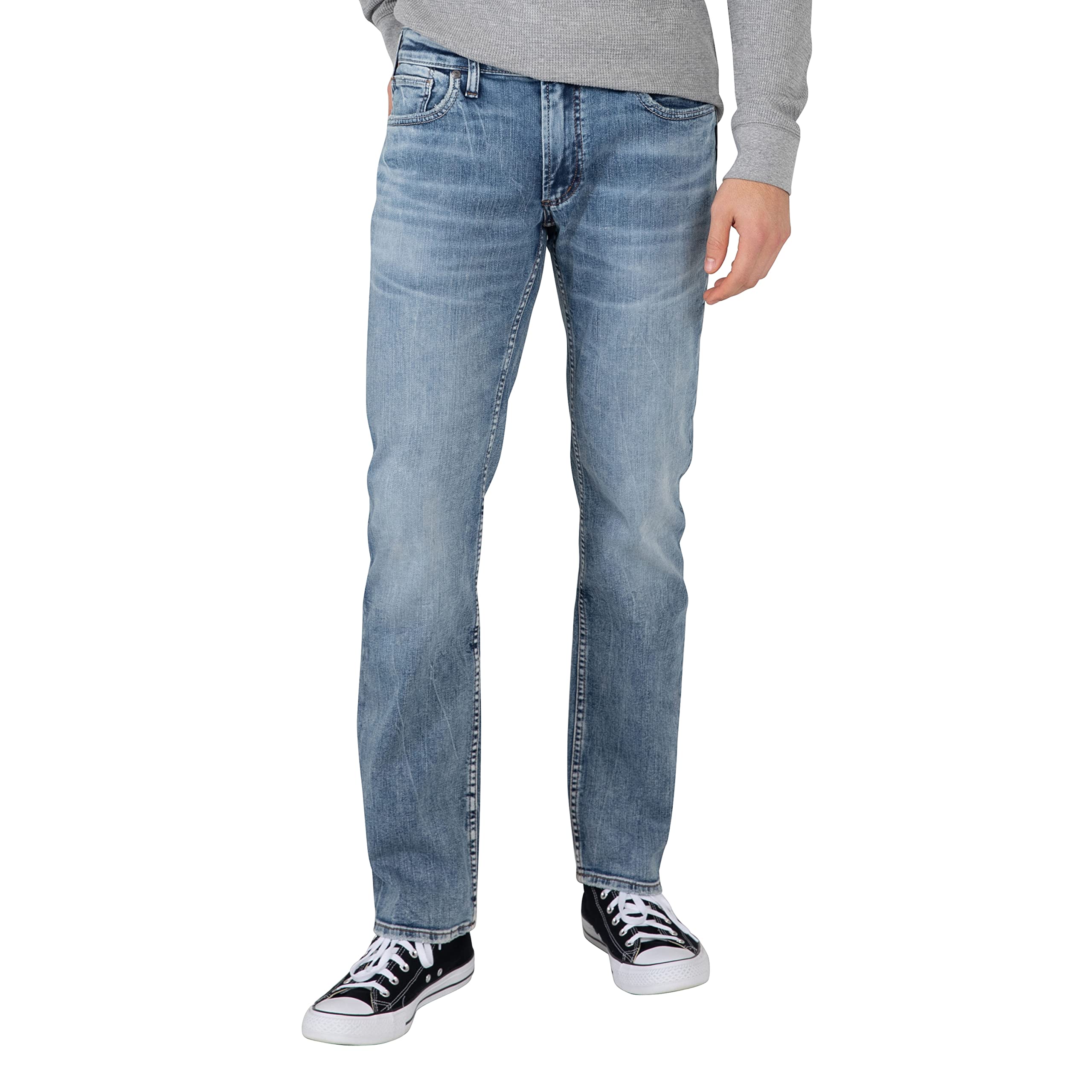 Silver Jeans Co. Men's Allan Slim Fit Straight Leg Denim Jeans - Comfortable & Stylish for Casual Wear, Work & Everyday Outfits