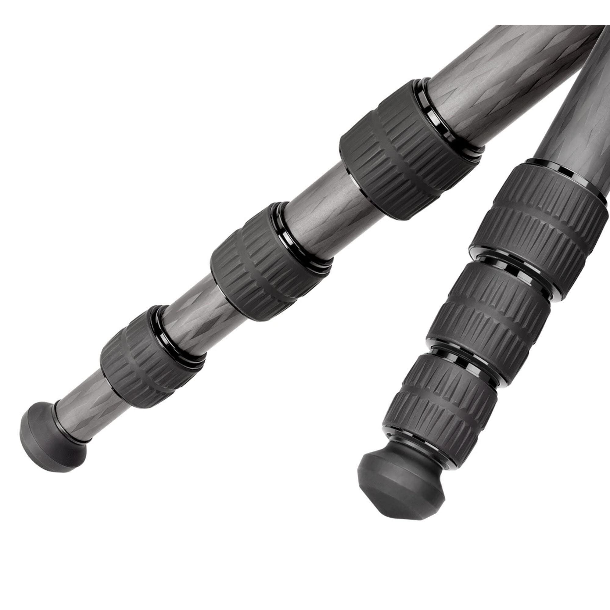 Leofoto LX-224CT+XB-32Q Carbon Fiber Travel Tripod with Ball Head - Lightweight 4-Section Portable Tripod for Photography, Hiking & Travel - Reversible Leg & Center Column Design
