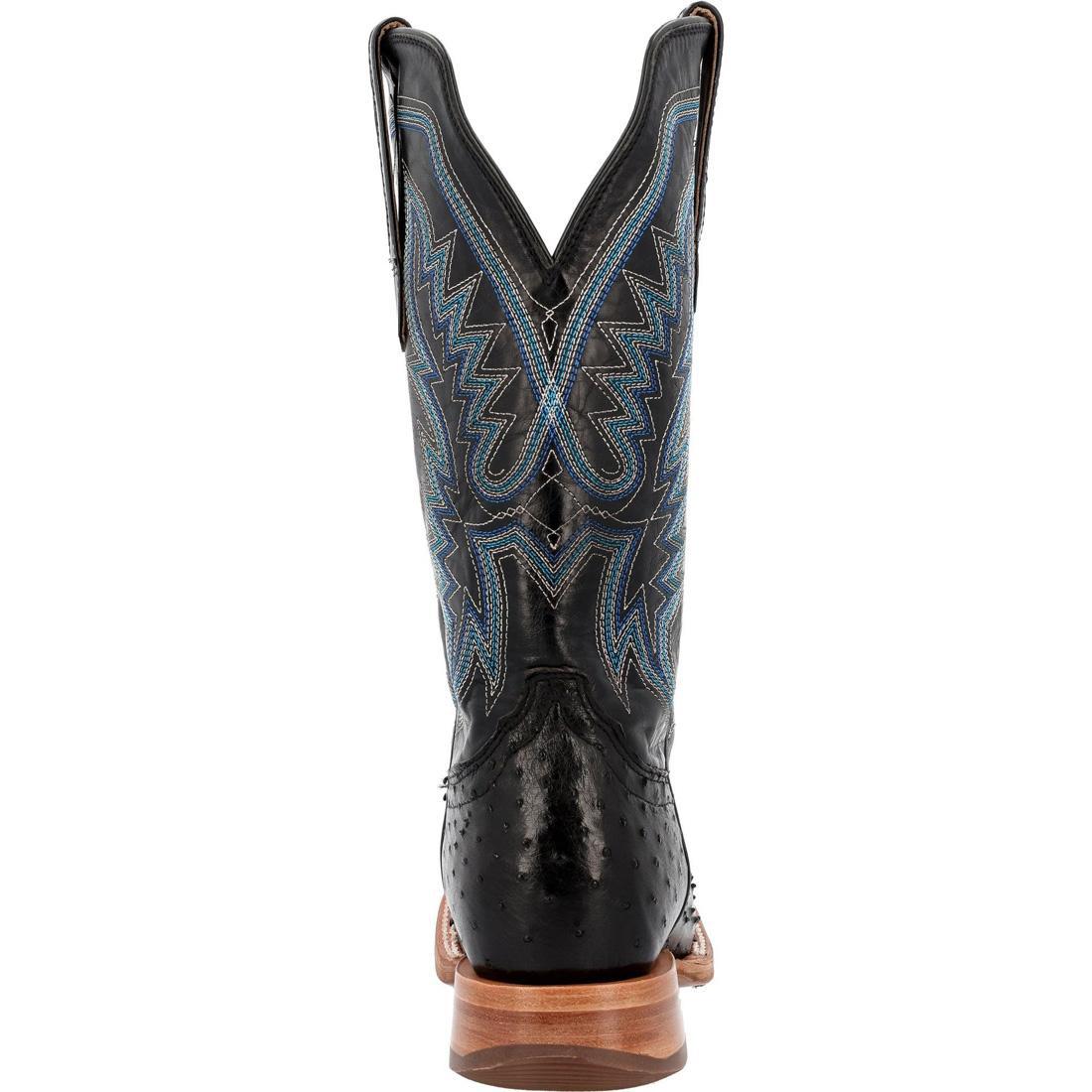 PRCA Collection Men's Full Quill Ostrich Western Boots - Genuine Leather Cowboy Boots for Men, Black - Perfect for Rodeo, Country Dancing & Western Fashion