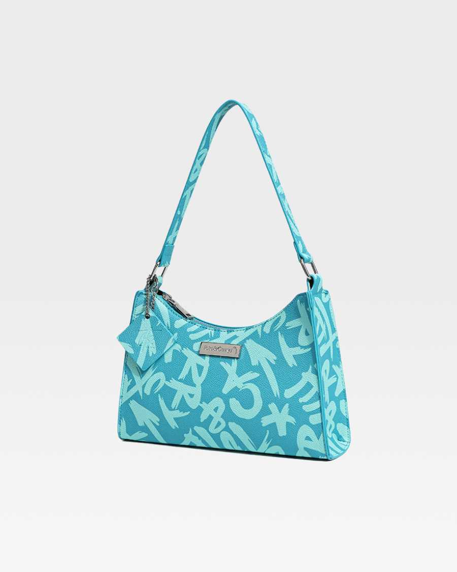 Blue Graffiti Shoulder Bag - Trendy Crossbody Purse for Women & Men - Perfect for Streetwear, Travel & Everyday Use