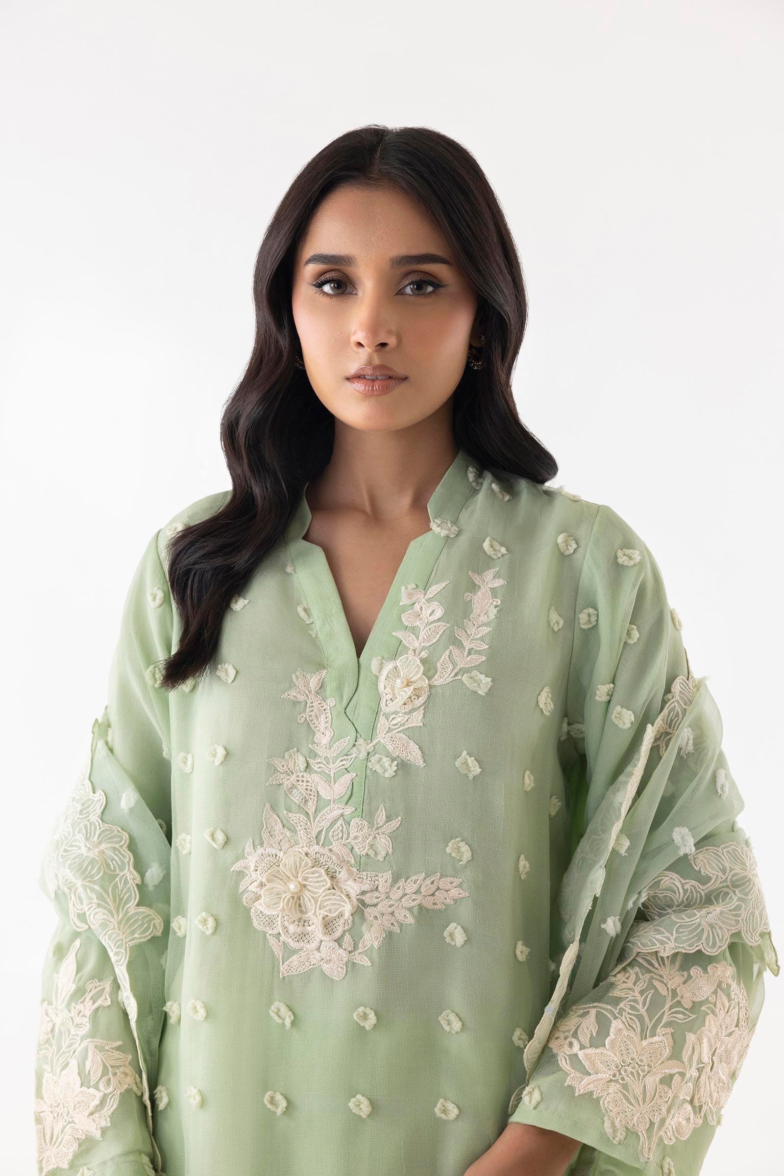 Brochia Green Stitched Suit by Sana Safinaz | Elegant Formal Wear for Women | Perfect for Weddings, Office & Special Occasions