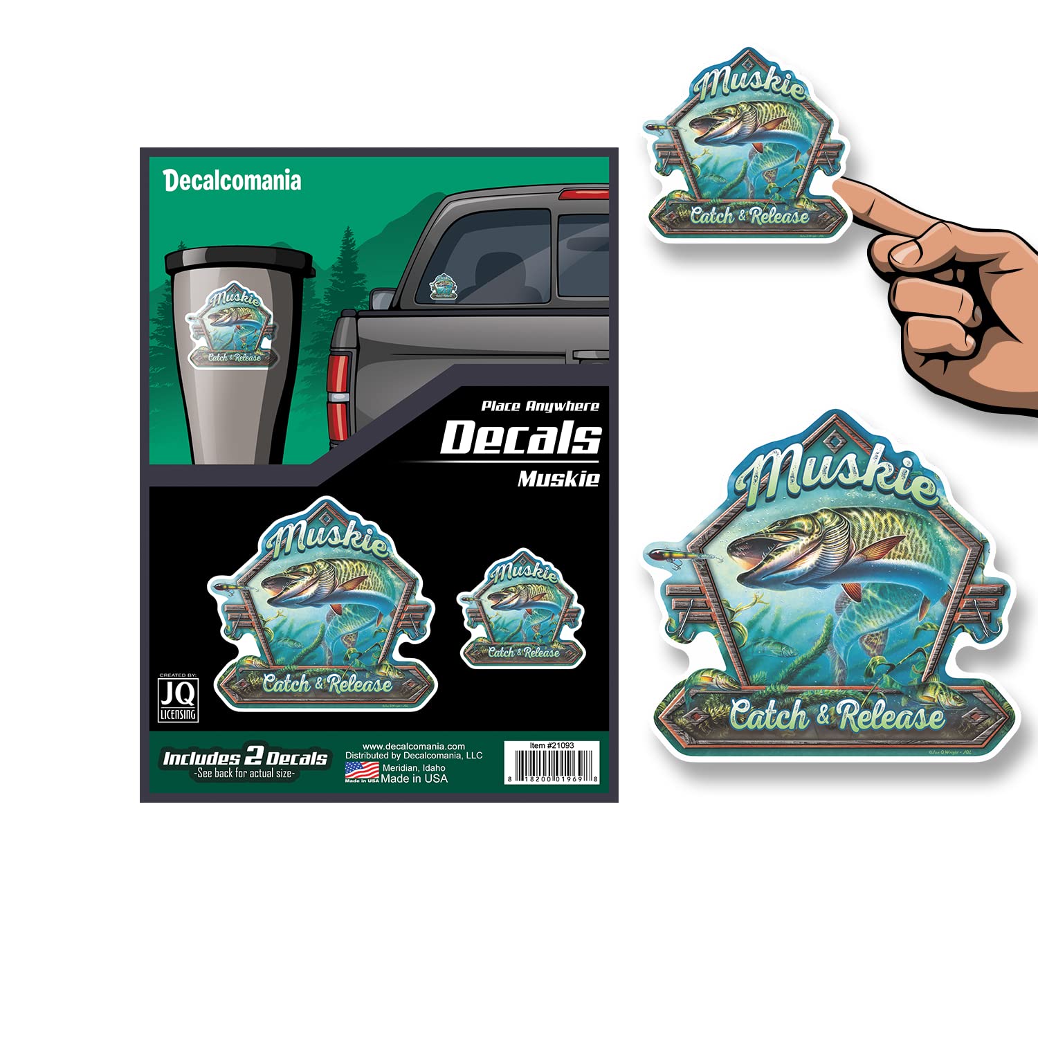 Premium Muskie Catch & Release Fishing Decals - Set of 2 Durable Vinyl Stickers for Cars, Trucks, Boats, Tumblers & Laptops - Perfect for Anglers & Fishing Enthusiasts