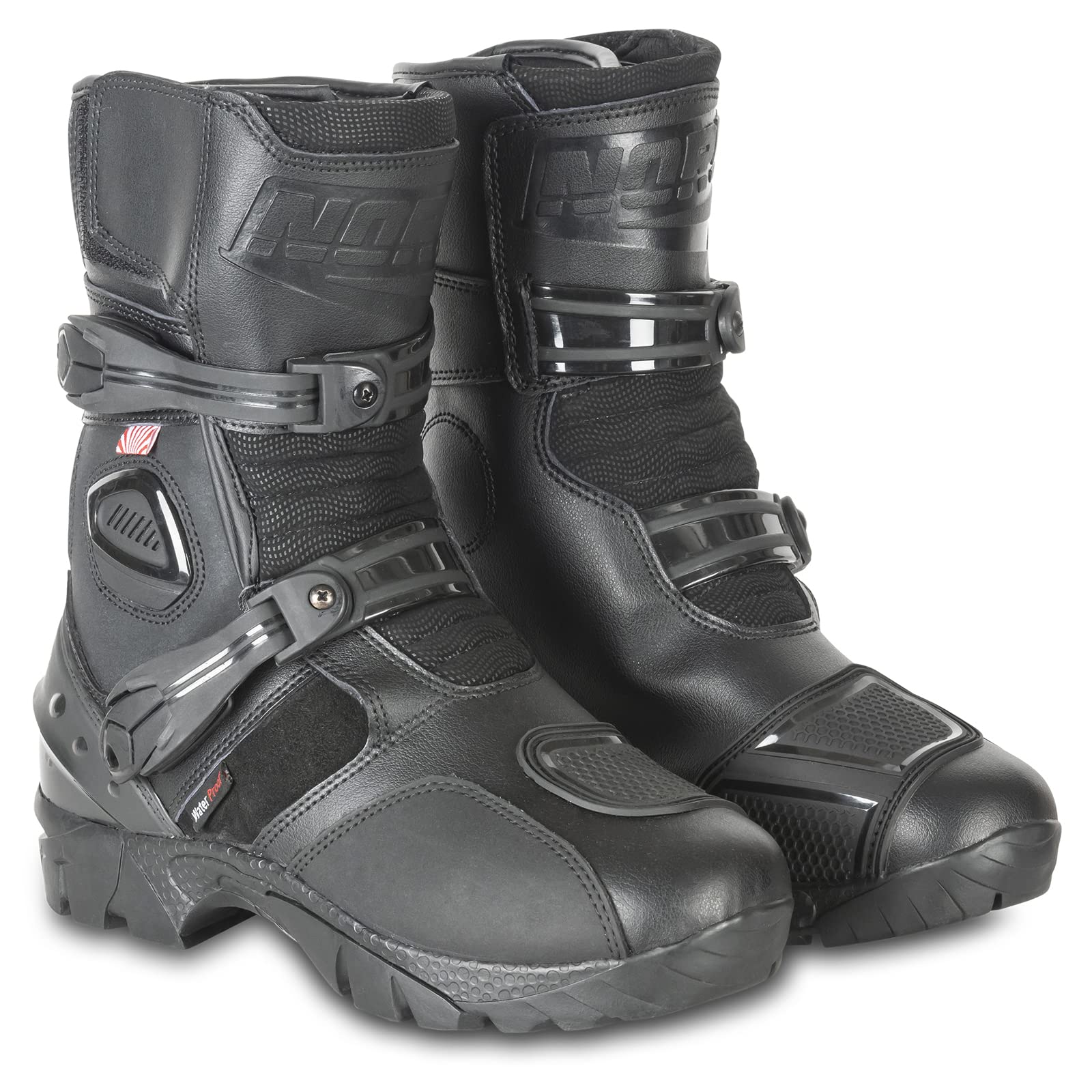 NORU Chikei Waterproof Leather Motorcycle Boots for Men - Durable Adventure Riding Boots with Anti-Slip Sole - Perfect for Long-Distance Touring, Off-Road Biking & Motorcycle Adventures