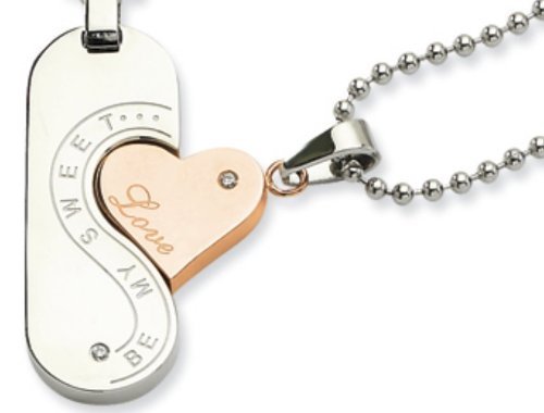 Stainless Steel & Rose Gold Plated Couples Necklace Set - 'Be My Sweet Love' Matching Pendant Gift for Him & Her, 22 Inch Chain - Perfect for Anniversaries, Valentine's Day & Romantic Date Nights