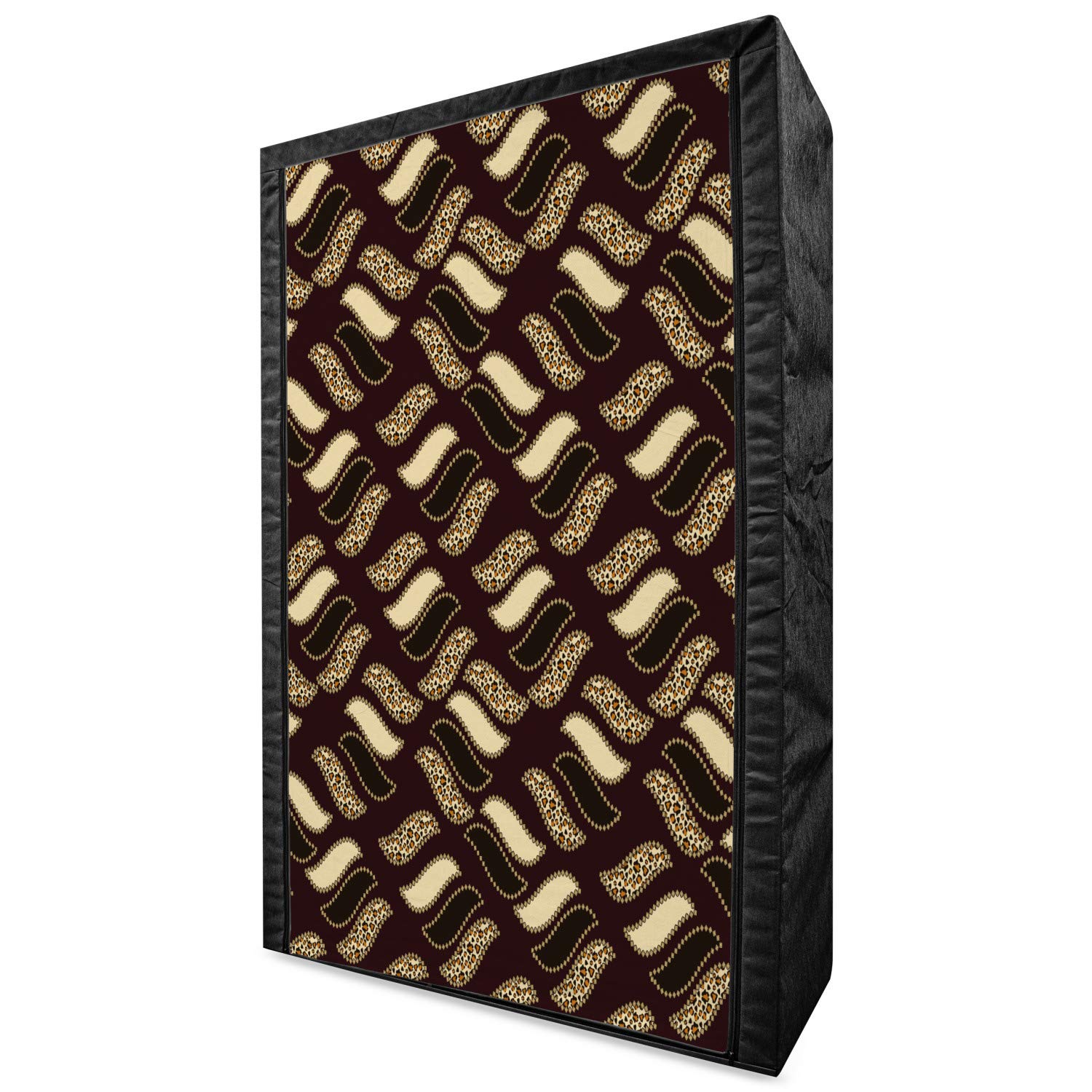 Ambesonne Brown Portable Fabric Wardrobe with African Cheetah Print - 42.5