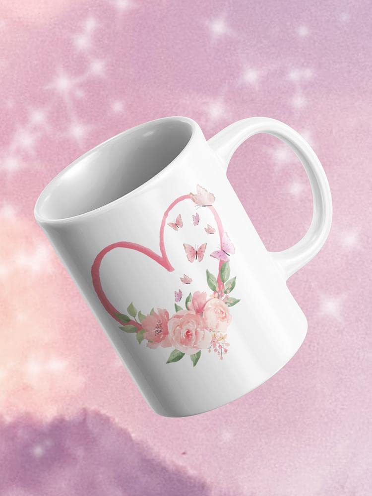 Butterfly Rose Heart Coffee Mug - Elegant Ceramic Tea Cup for Women, Perfect for Valentine's Day Gifts, Romantic Breakfast in Bed & Cozy Home Decor - SmartPrintsInk Designs