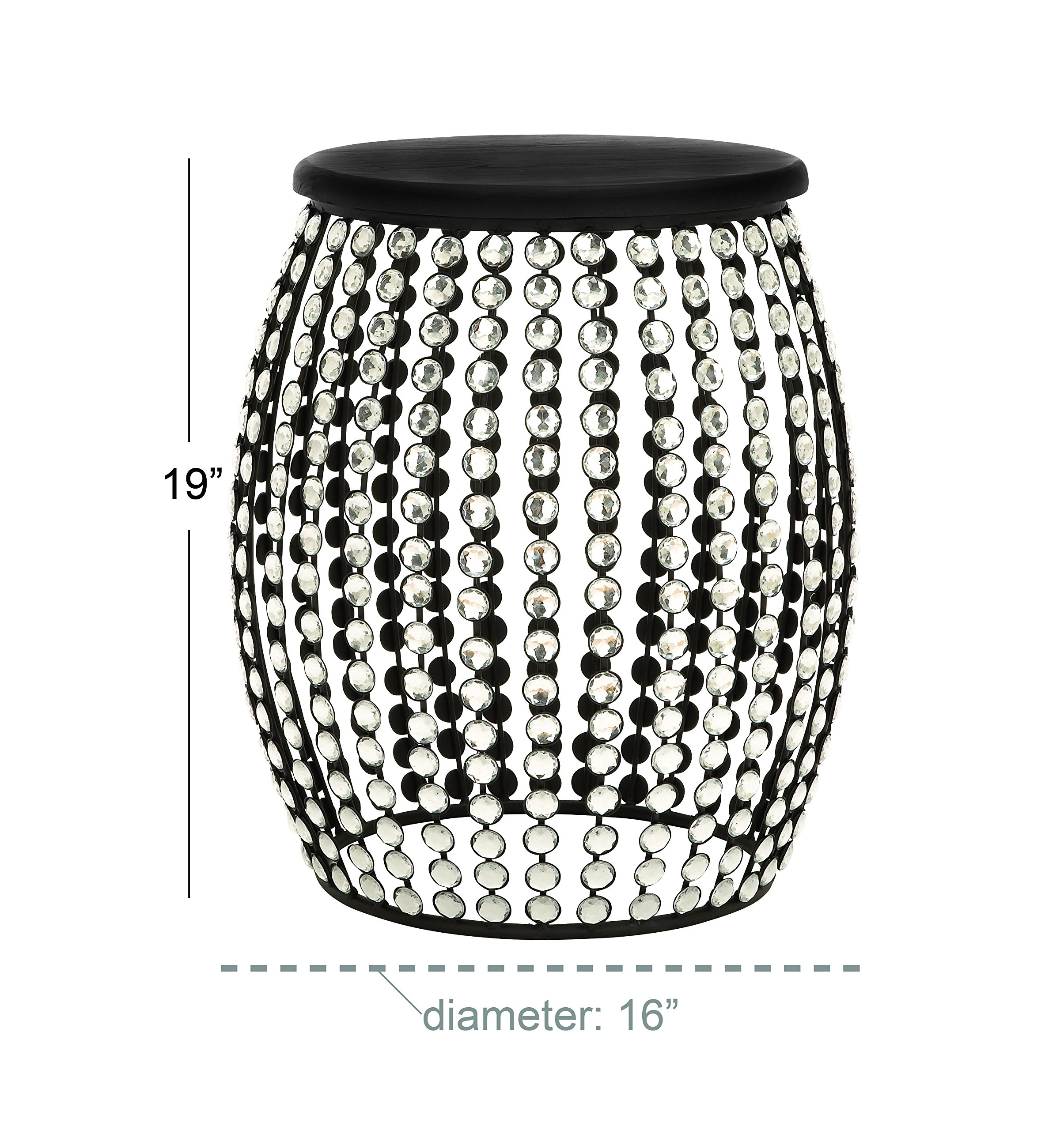 Deco 79 Modern Black Metal Side Table with Crystal Accents - 16