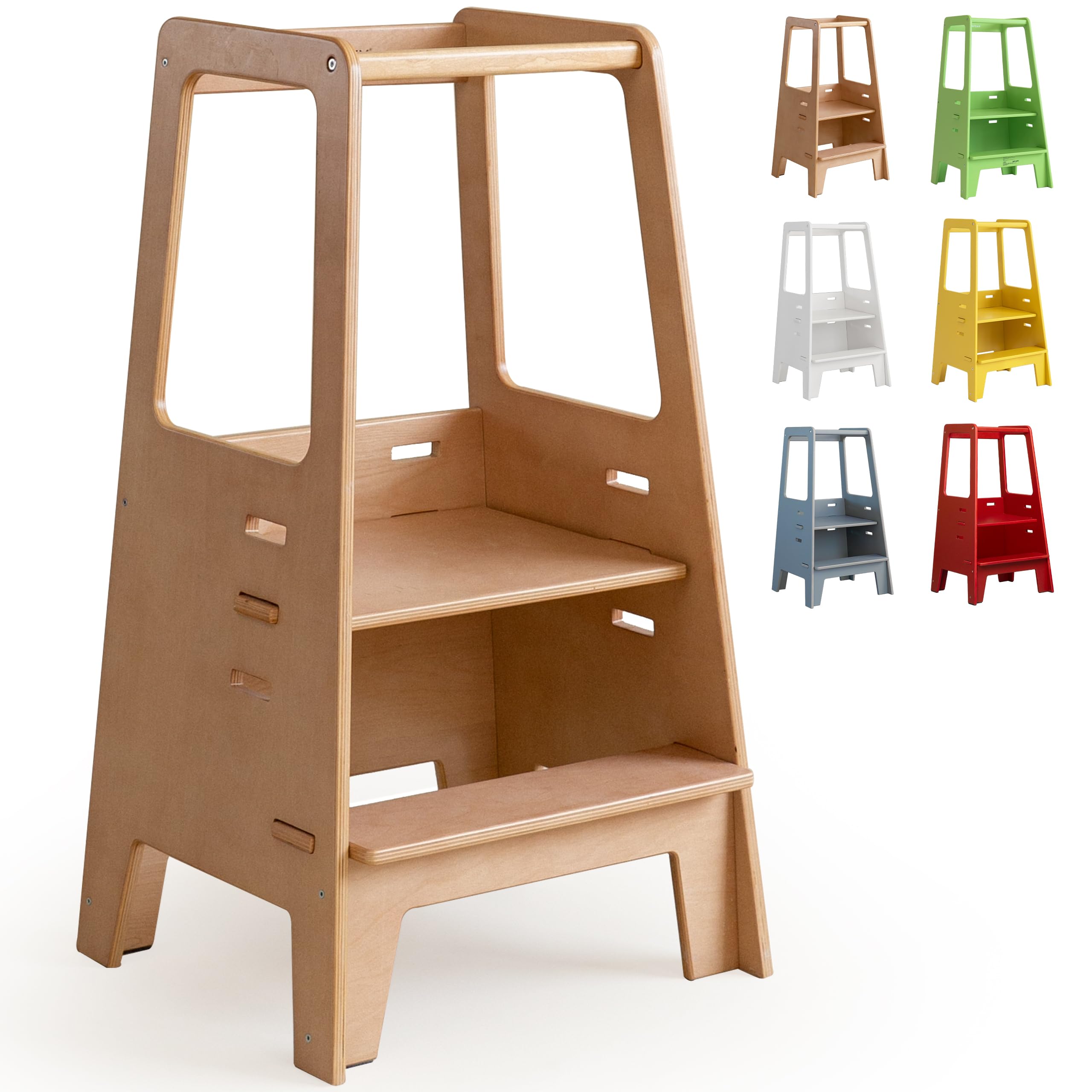 Best Adjustable Wooden Toddler Tower Stool for Kitchen - 2023 Contemporary Good Design Winner - Montessori Learning Step Stool for Kids - Perfect for Baking, Cooking & Countertop Activities
