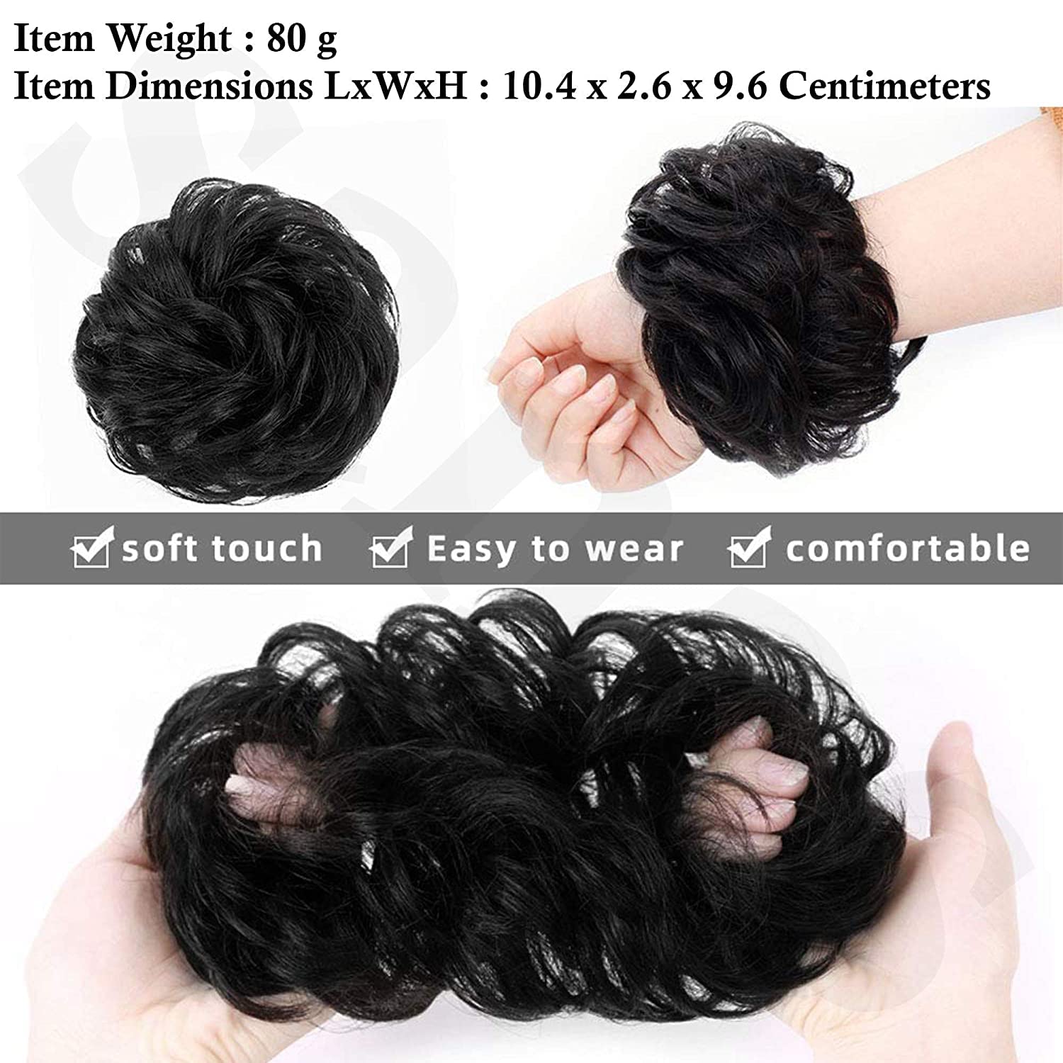 SPYKART Messy Bun Hair Extension for Women & Girls - Natural Black | Clip-in Hairpiece for Quick Styling | Perfect for Parties, Weddings & Everyday Wear [Pack of 1]