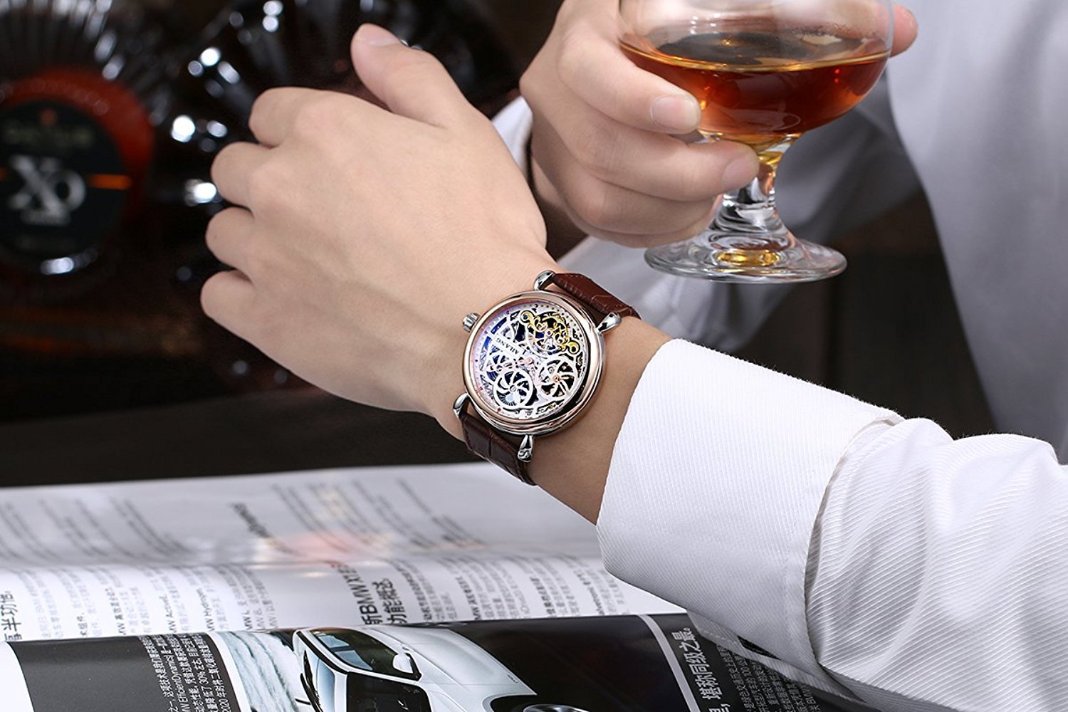 WhatsWatch 2017 Premium Automatic Mens Watch - Luxury Skeleton Dial, Waterproof Stainless Steel Fashion Watch for Business & Casual Wear