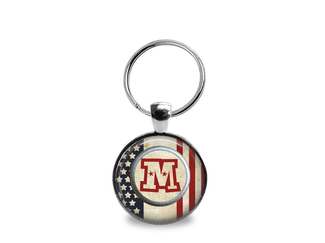 Vintage Stars and Stripes Letter Keychain - Patriotic American Flag Key Ring for Men & Women - Perfect for Gifts, Travel, and Everyday Use