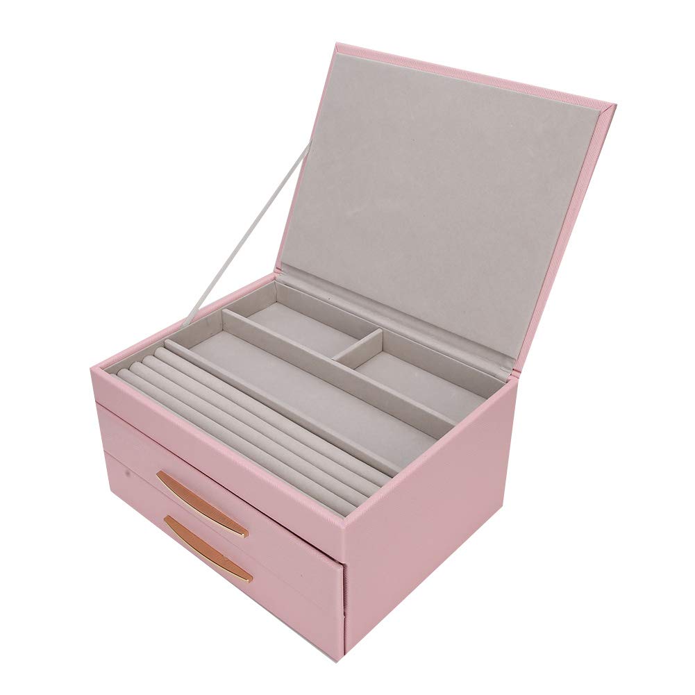 CHICIRIS PU Jewelry Storage Case - Elegant Jewelry Organizer Box for Women, Girls | Desktop Jewelry Holder for Home & Office (Pink) | Perfect for Travel, Gift Giving & Daily Organization