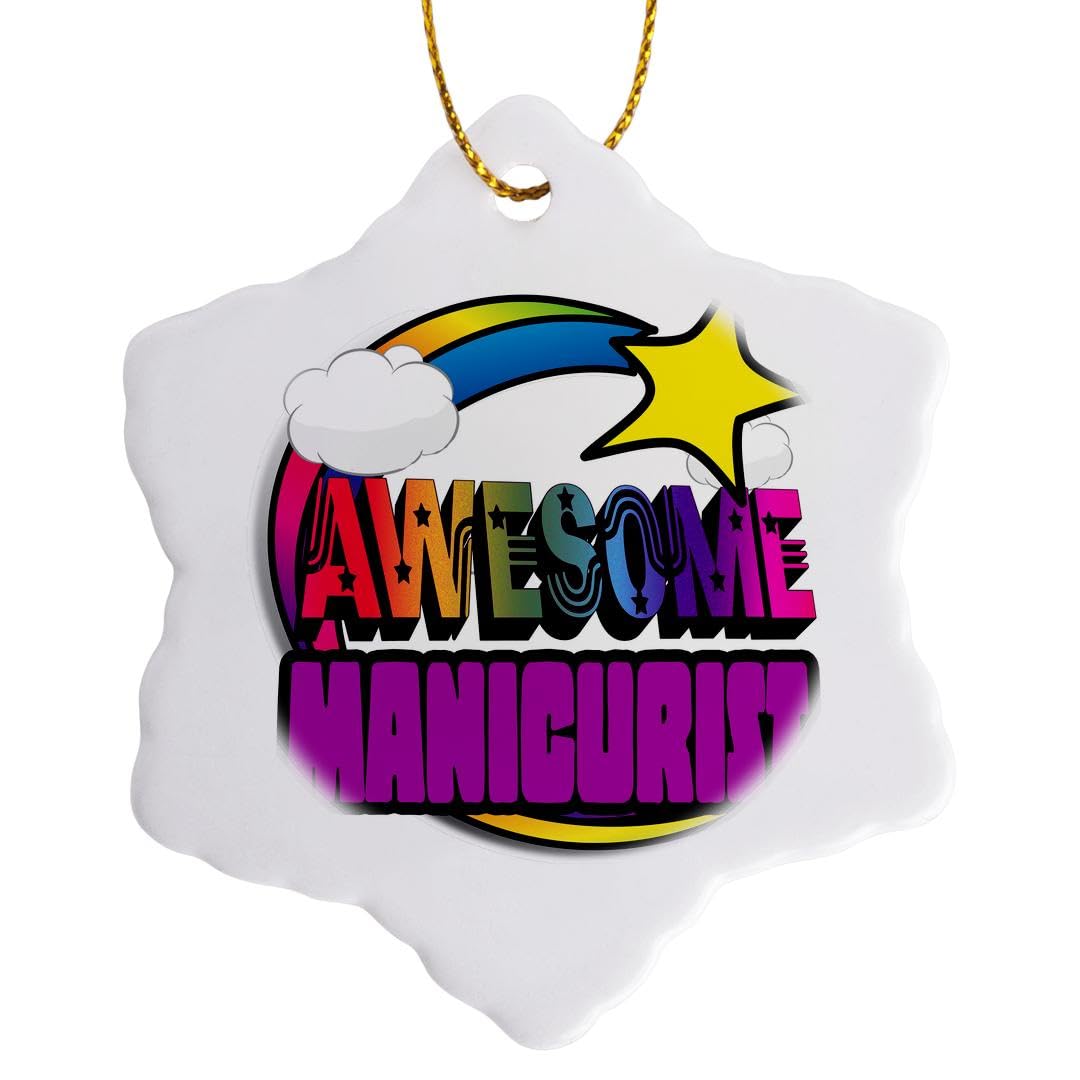 3D Shooting Star Rainbow Snowflake Ornament - Unique Manicurist Gift for Christmas Tree Decor, Party Favors & Nail Art Studio Decoration