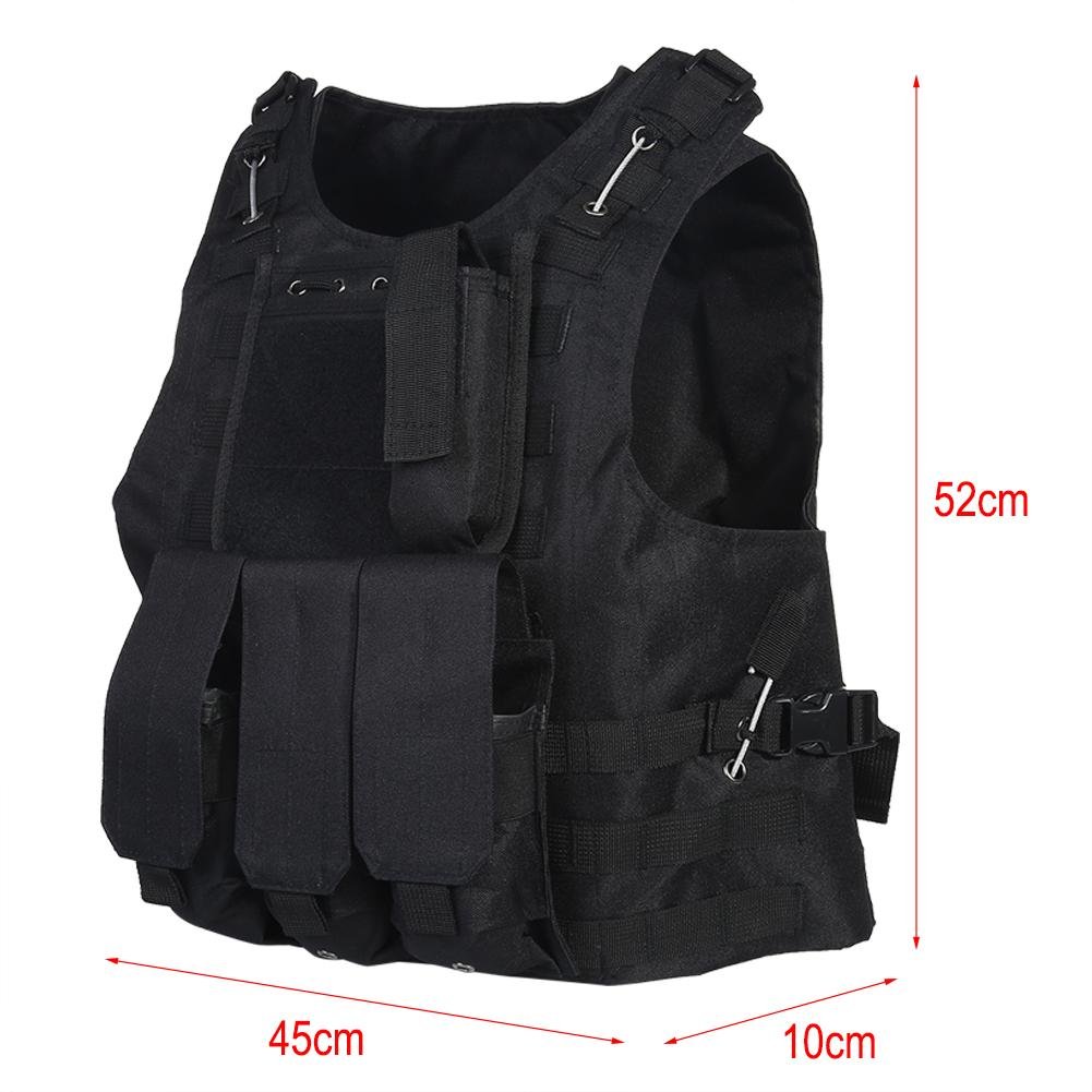 Tactical Vest for Men - Durable Outdoor Hunting Camping Hiking Fishing Airsoft Gear (Black) - Perfect for Military Training, Paintball, Survival & Tactical Sports