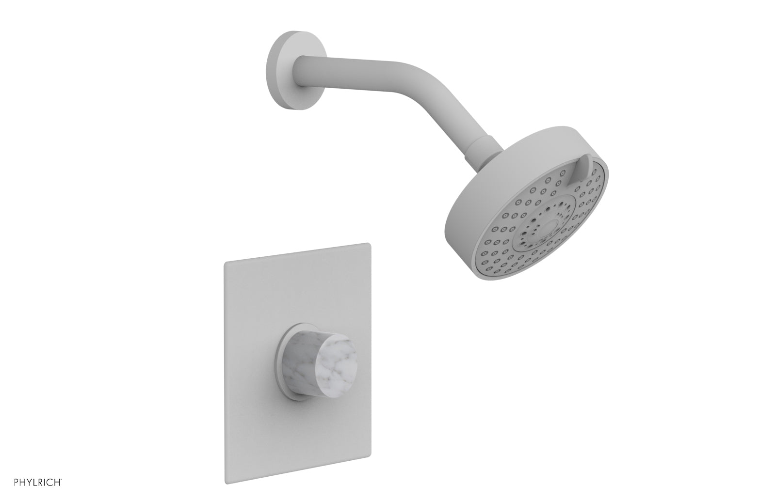 BASIC II Pressure Balance Shower Set with White Marble Handle - 230S 23 Series - Perfect for Modern Bathroom Renovation & Spa-Like Shower Experience