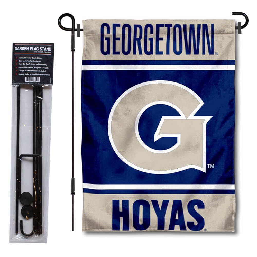 Georgetown Hoyas Garden Flag with Stand Holder - College Flags & Banners Co. | Perfect for School Spirit, Tailgating, and Home Decor