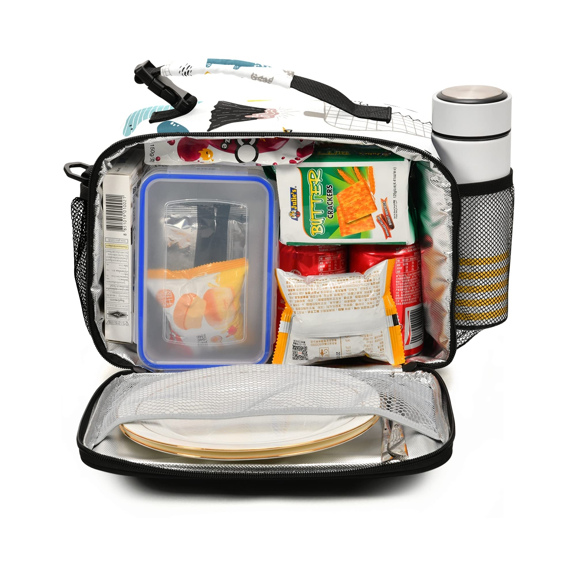 Dinosaur Lunch Box for Girls & Boys - Insulated Cooler Tote with Ice Pack, Freezable Kids Lunch Bag for School, Teens, Bento Boxes & Bottle Holder - Perfect for Picnics, School Lunches & Outdoor Adventures