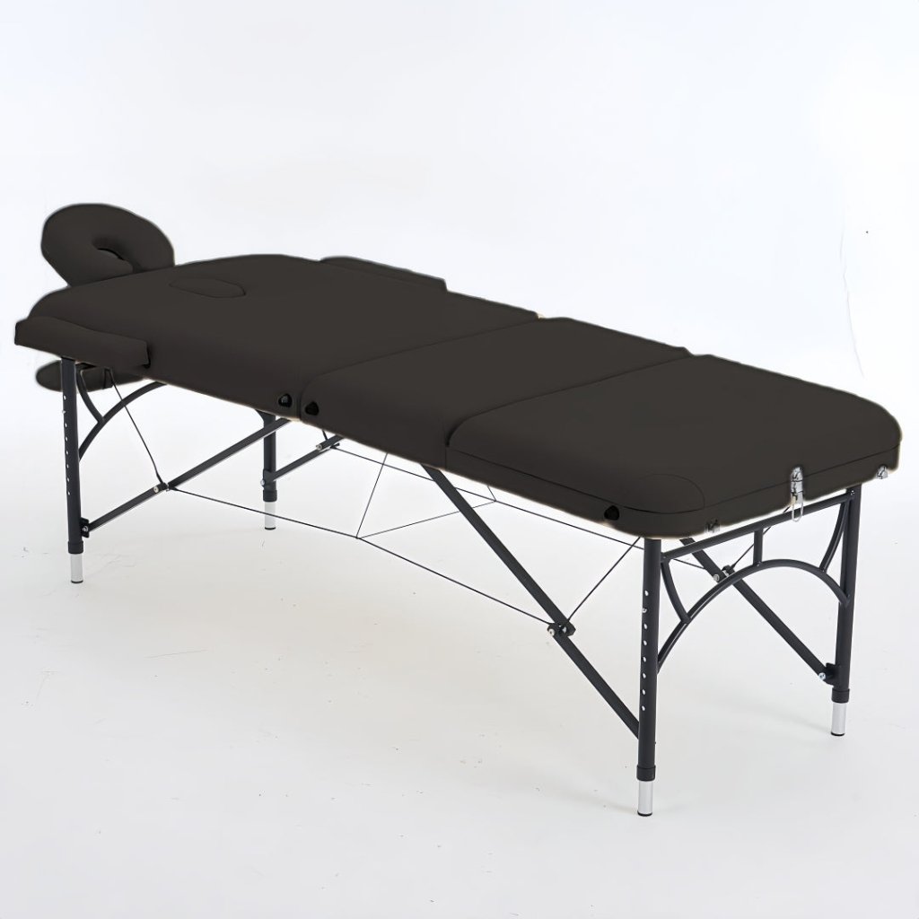 Geenlife 3-Section Aluminum Portable Massage Table - Lightweight & Adjustable (Black/Cream) for Professional Massage Therapists, Home Use & Spa Treatments - Model MTA131